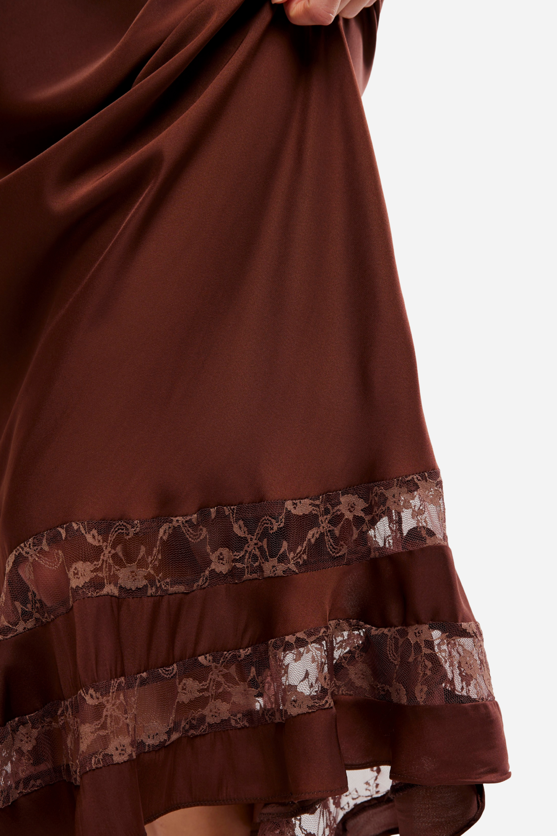 Free People - Long Lost Lover Slip Skirt - Spiced Chocolate