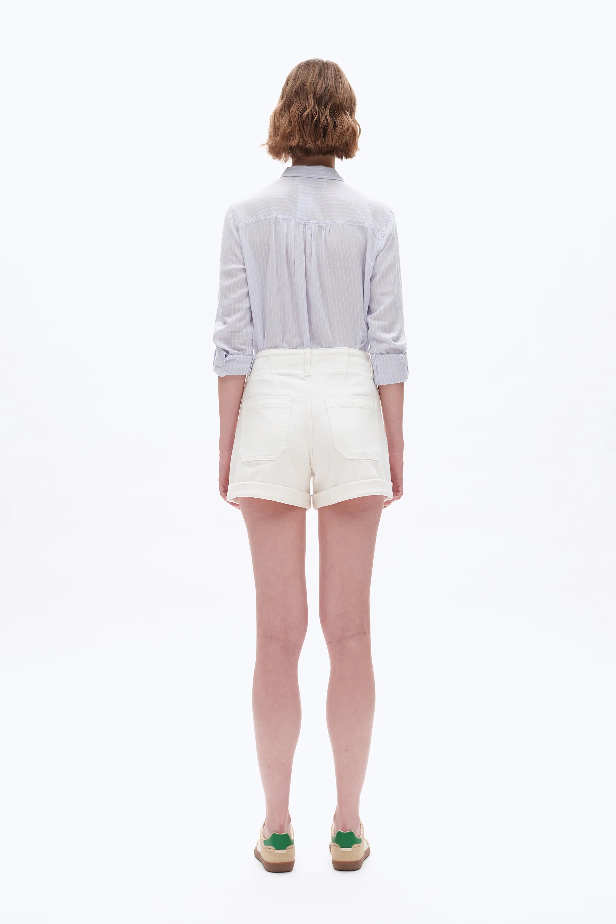 High Rise Denim Shorts - White