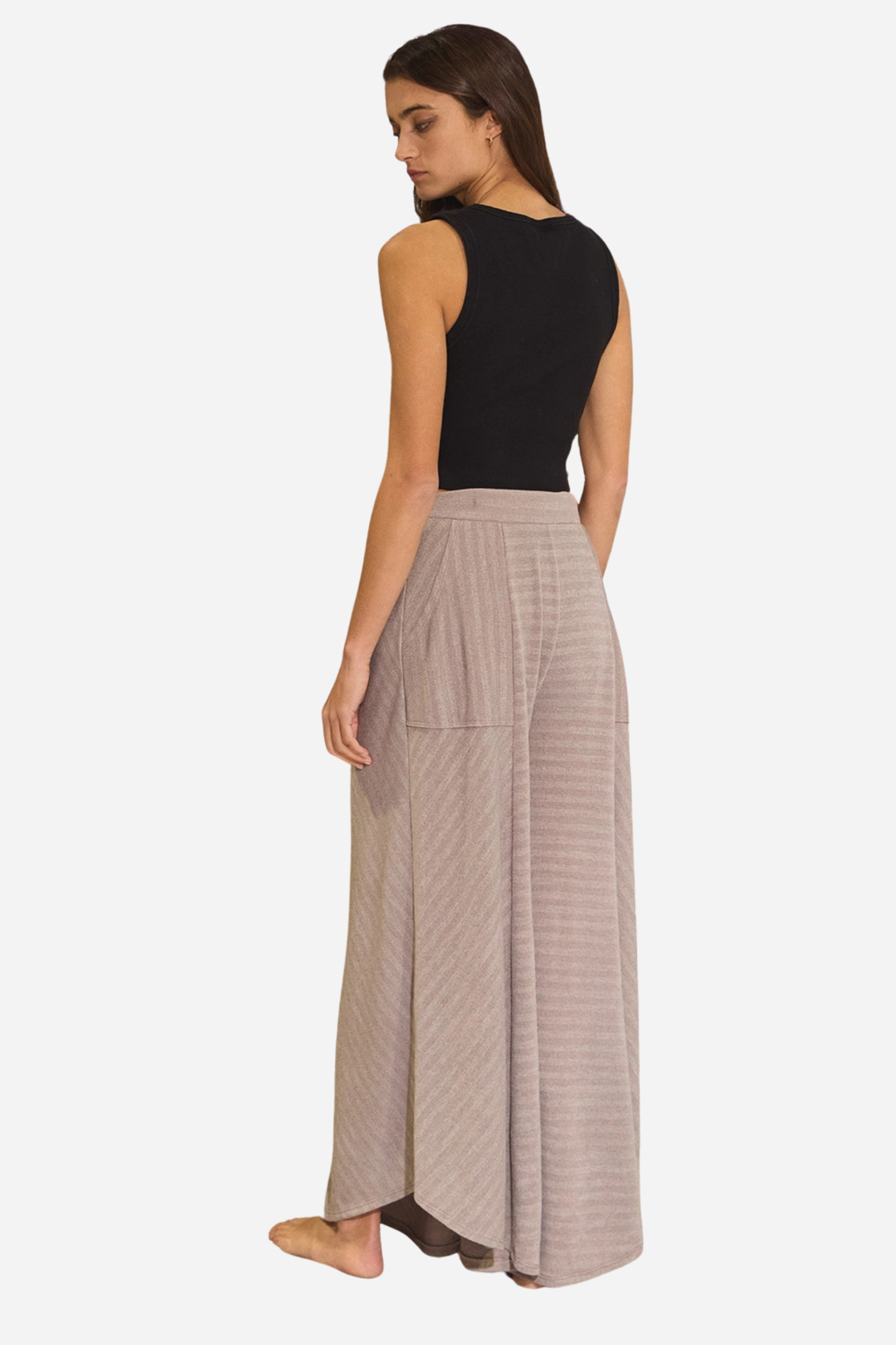 Spaghetti Tie Wide Leg Pants - Taupe
