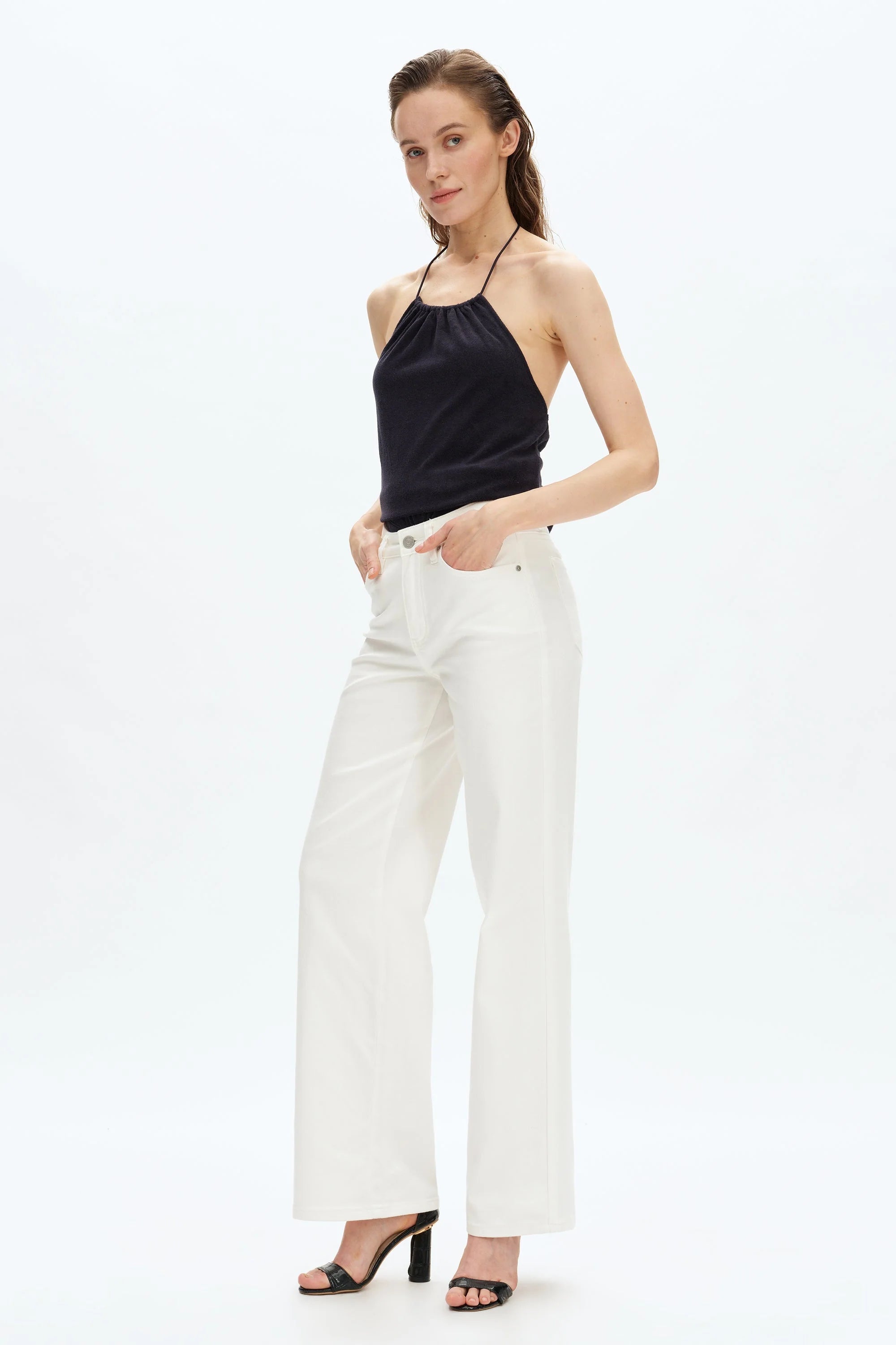 Maeve Mid Rise Straight Leg Jeans - White