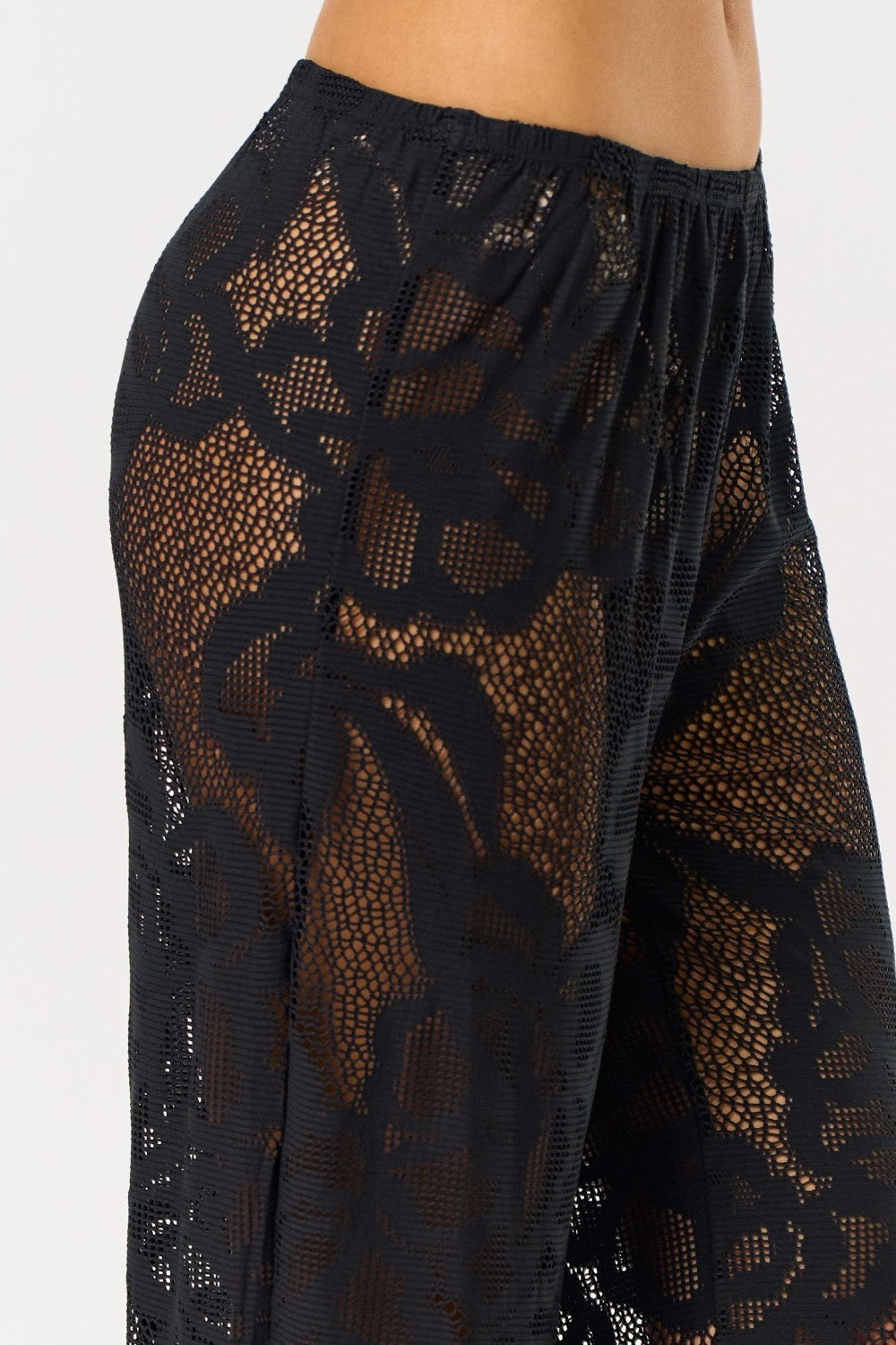 Lace Cover Up Pants - Black