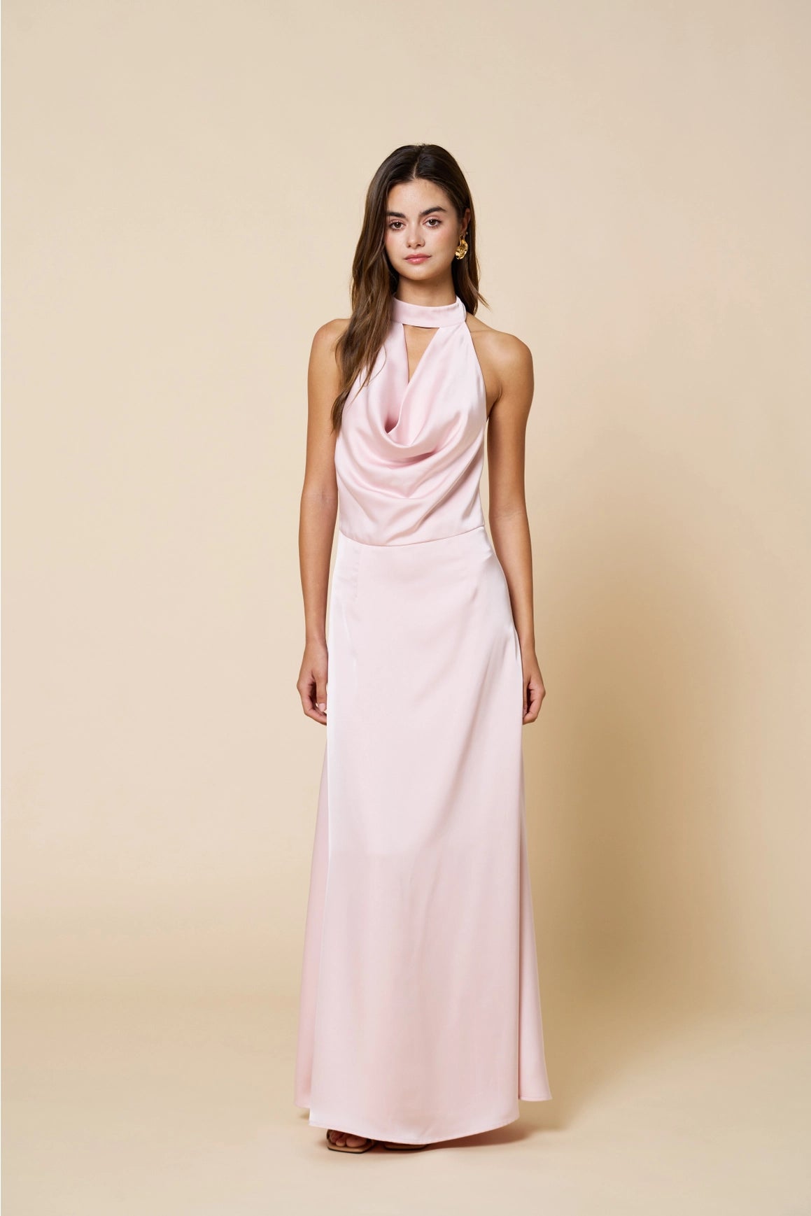 Clara Satin Maxi Dress - Light Pink