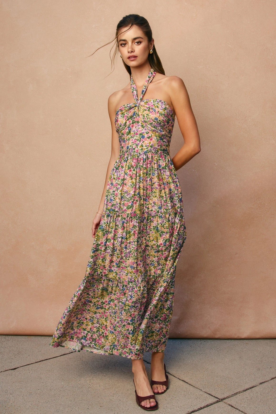 Morning Glory Halter Neck Maxi Dress