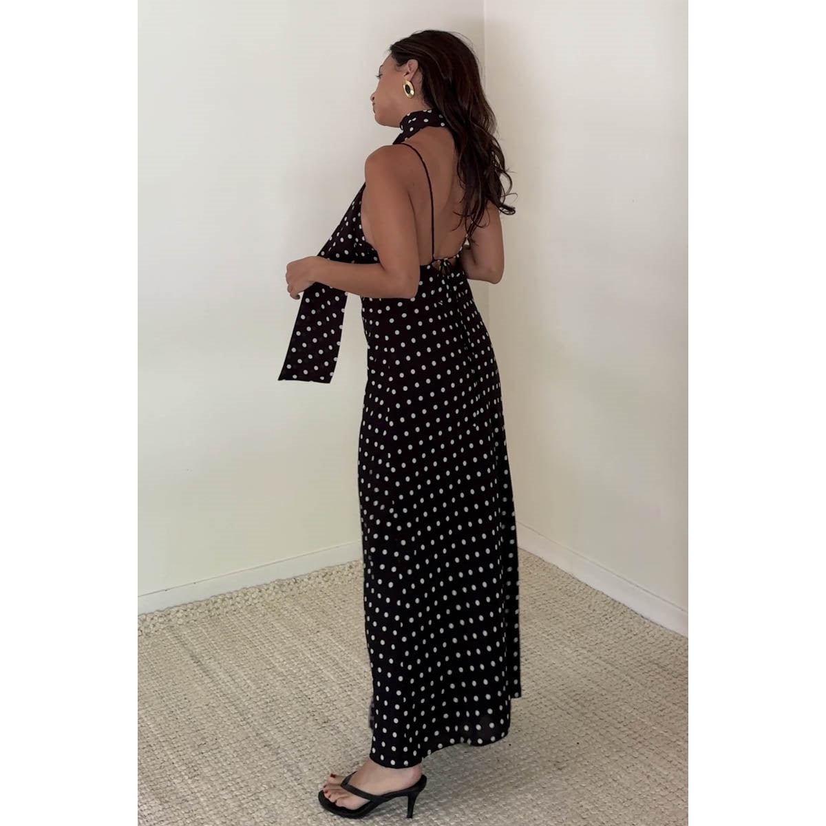 Polka Dot Chiffon Maxi Dress