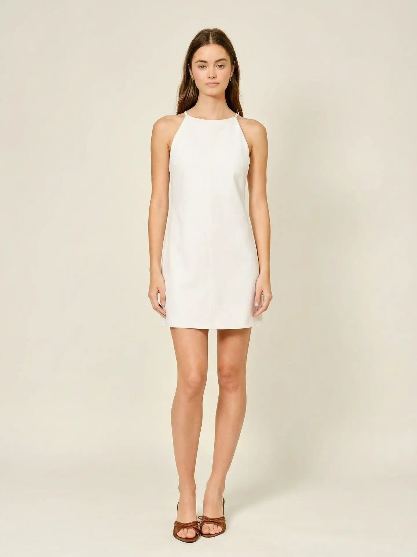 Halter Neck Mini Dress - Cream