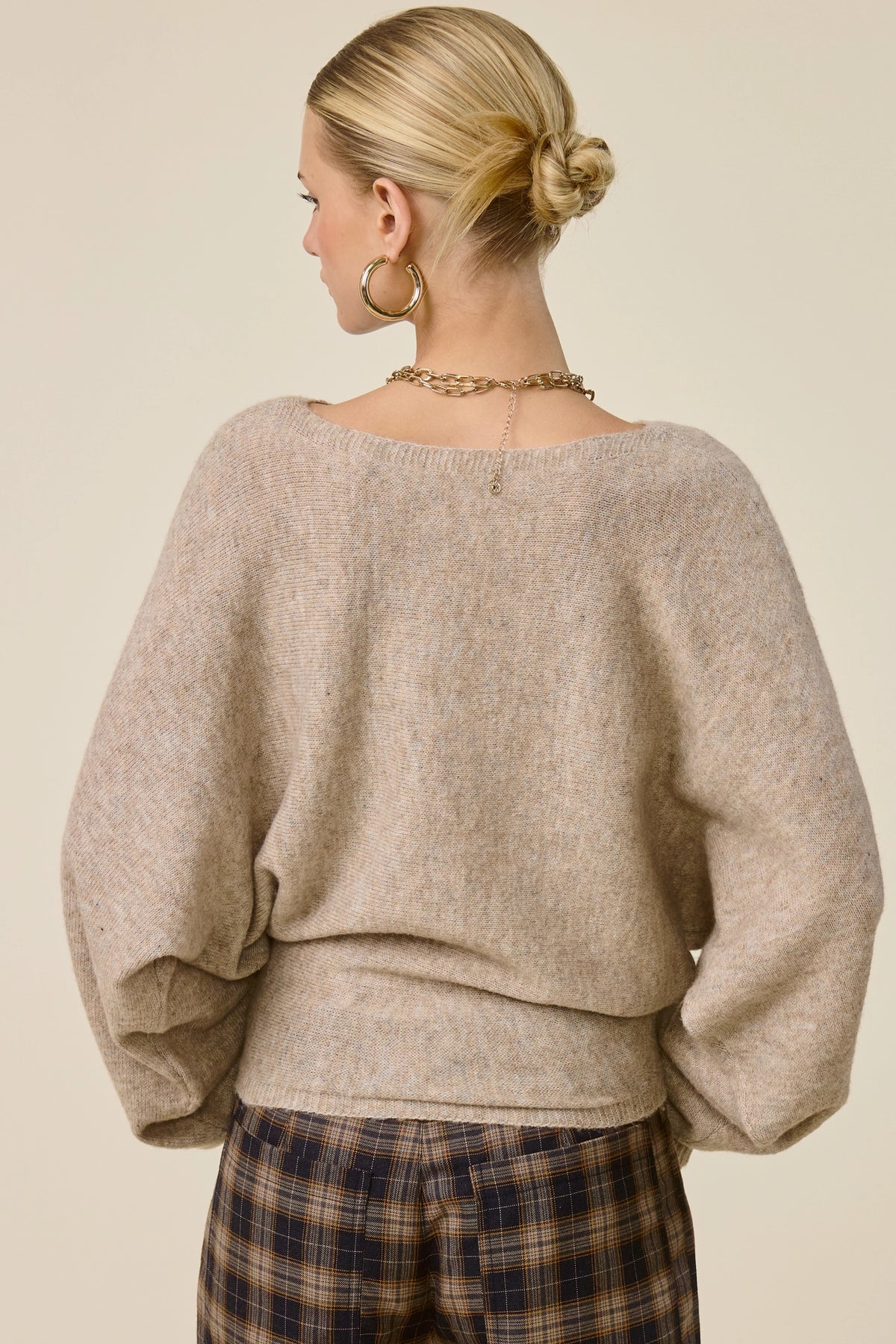 Slouchy Dolman Sleeve Knit Sweater - Cappuccino