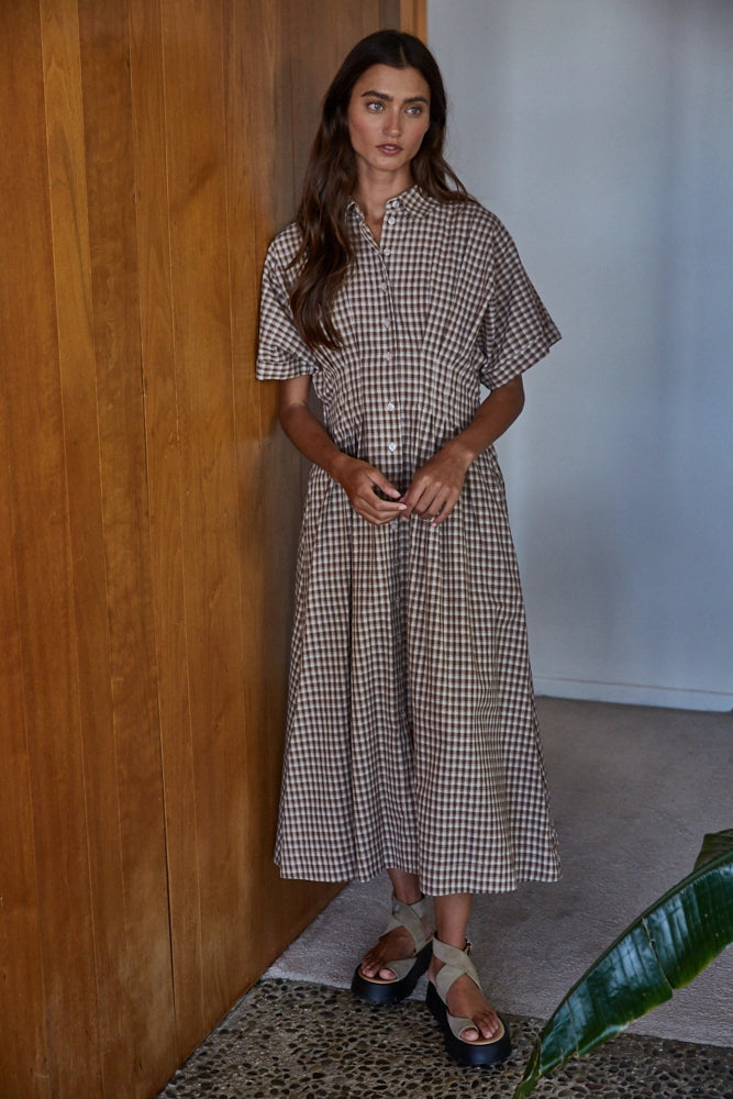 Gingham Button Down Maxi Dress