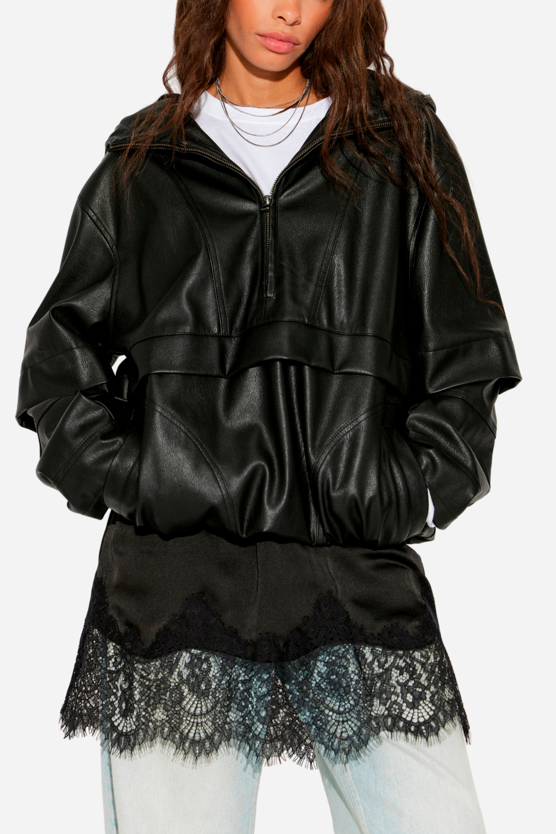 Free People Meet In The Middle Slip Mini Skirt - Black