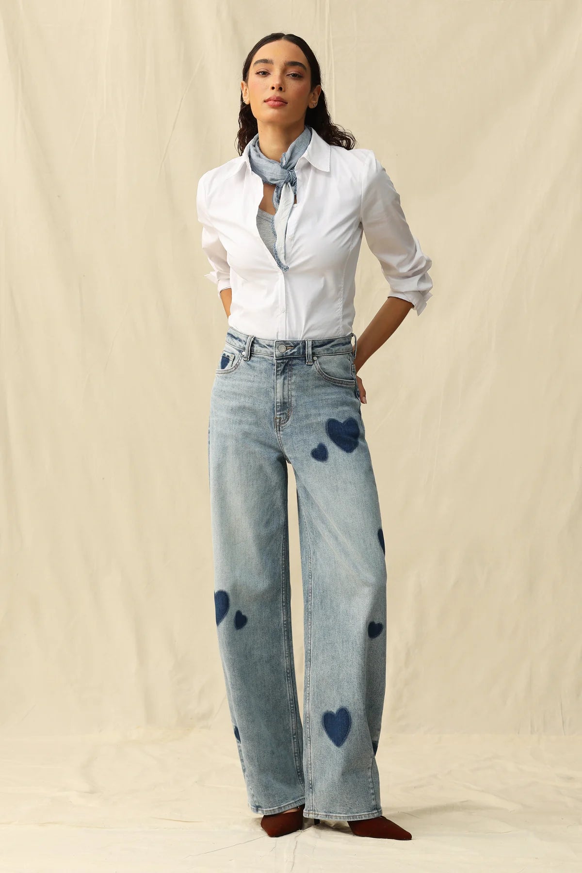 Rosalind High Rise Barrel Jeans - Blue Heart