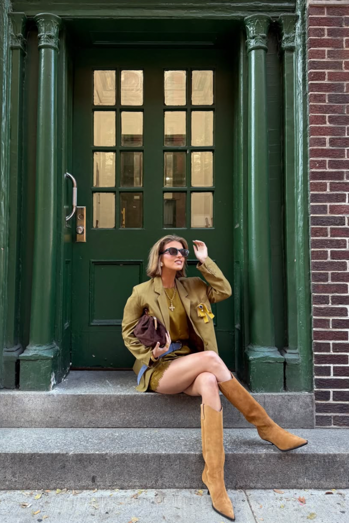 Free People - Daisy Slouch Kitten Heel Boots - Tan Suede