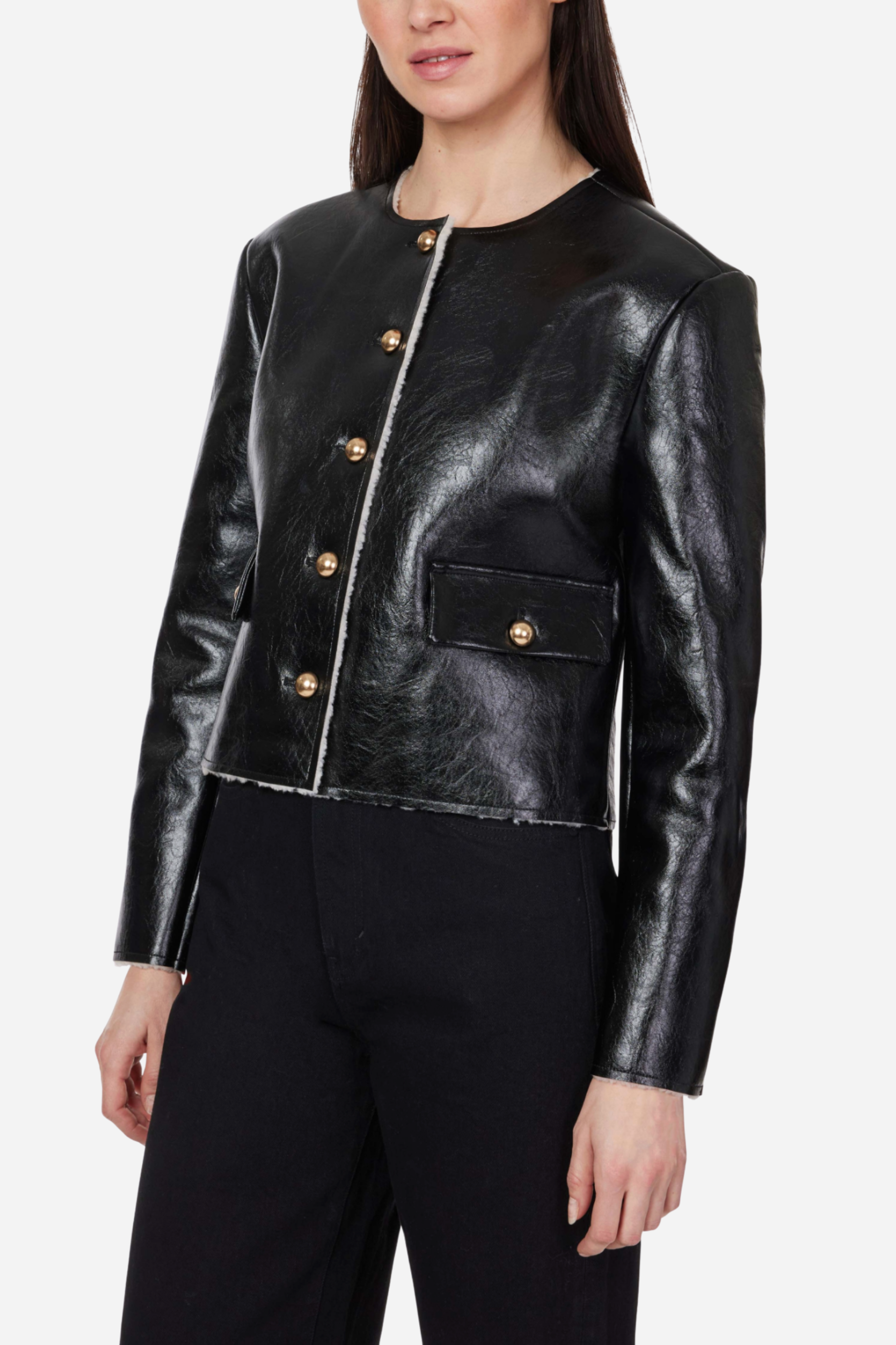 Habitual - Leather Shearling Jacket - Black
