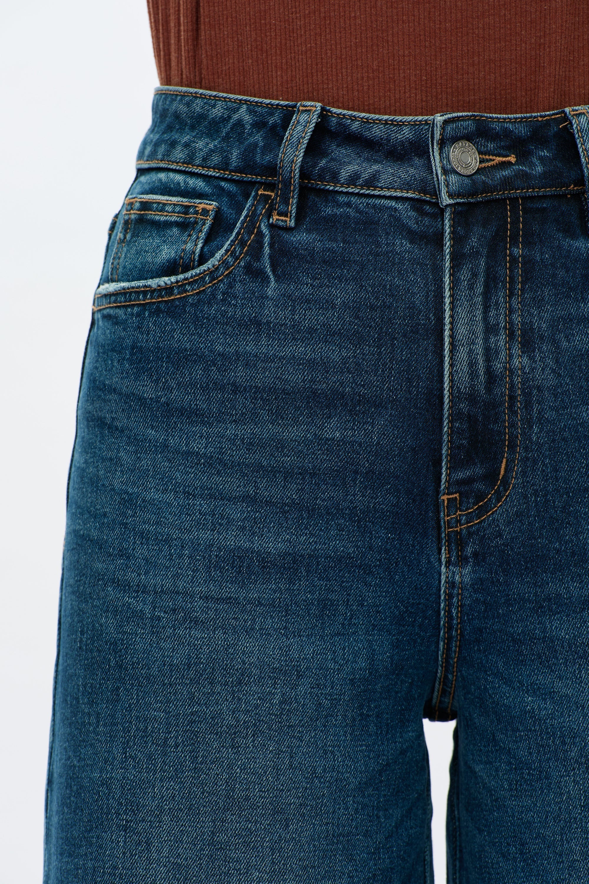 Mid Rise Wide Leg Jeans - Vintage Dark Blue