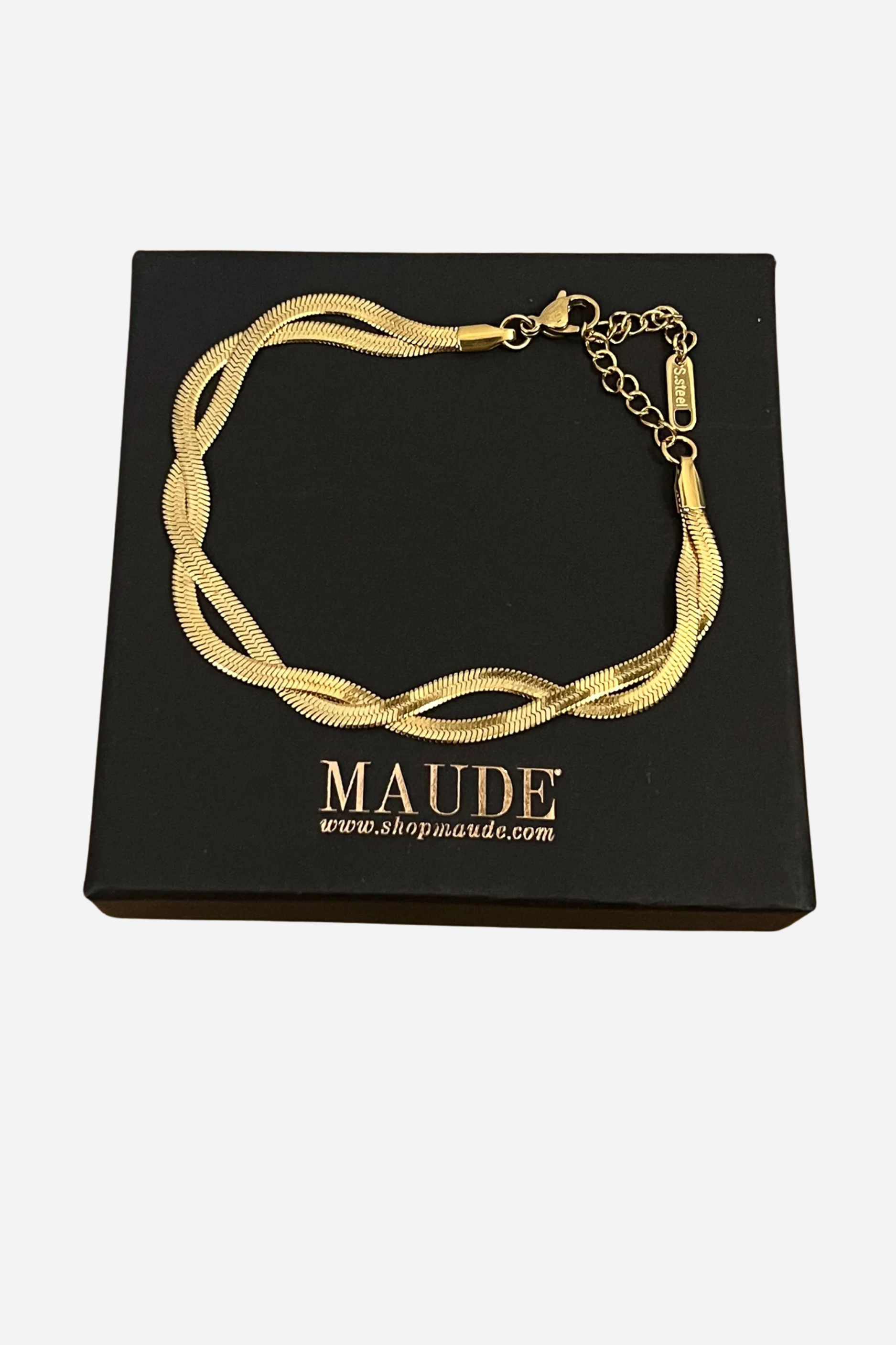 18K Braided Herringbone Bracelet