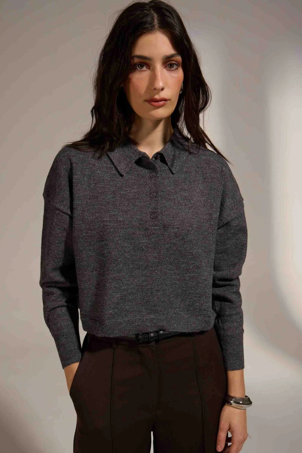 Rila Polo Sweater - Dark Grey