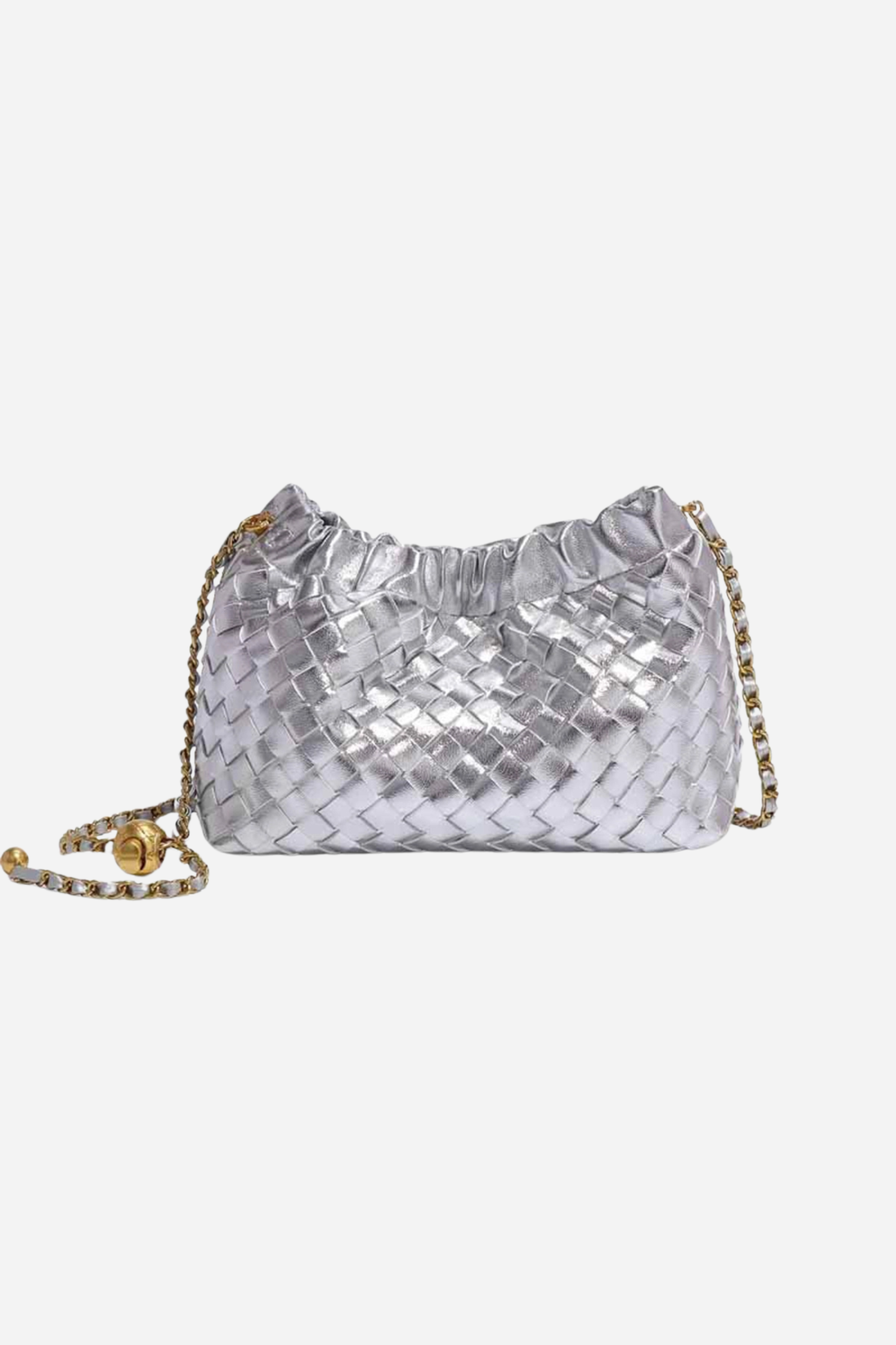Cloud Woven Shoulder Bag - Silver