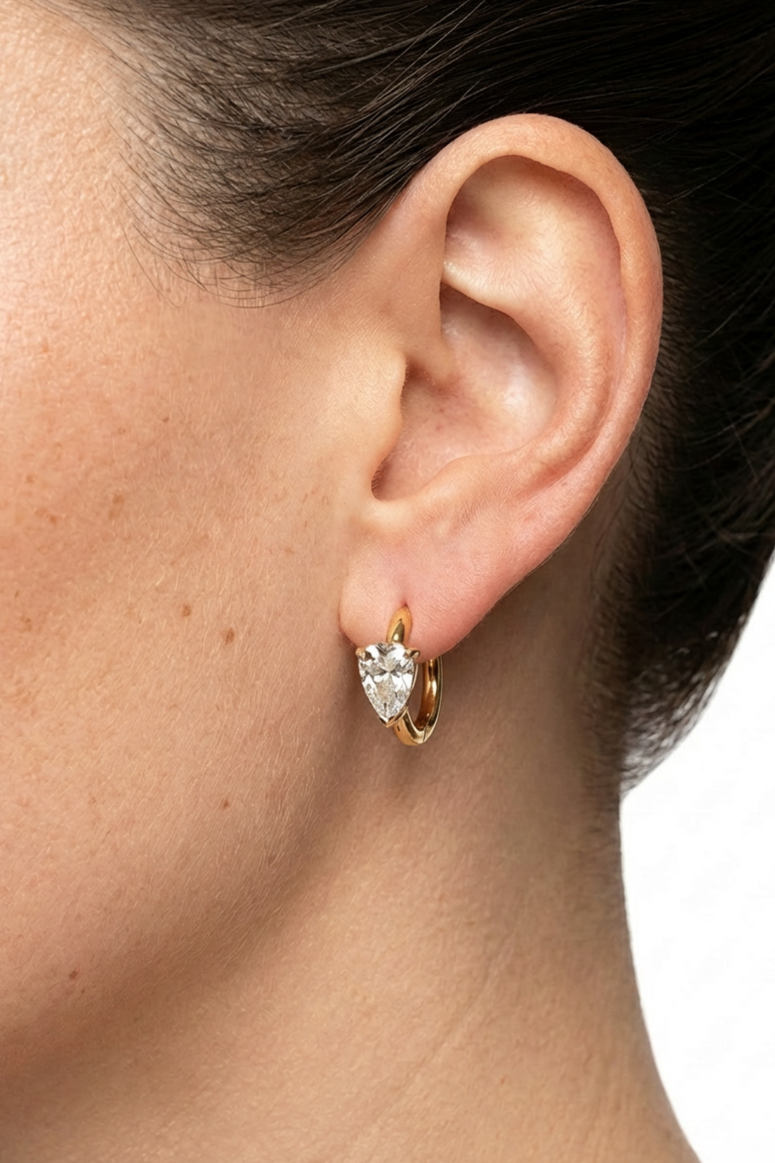 18K Diamond Triangle Hoop Earrings