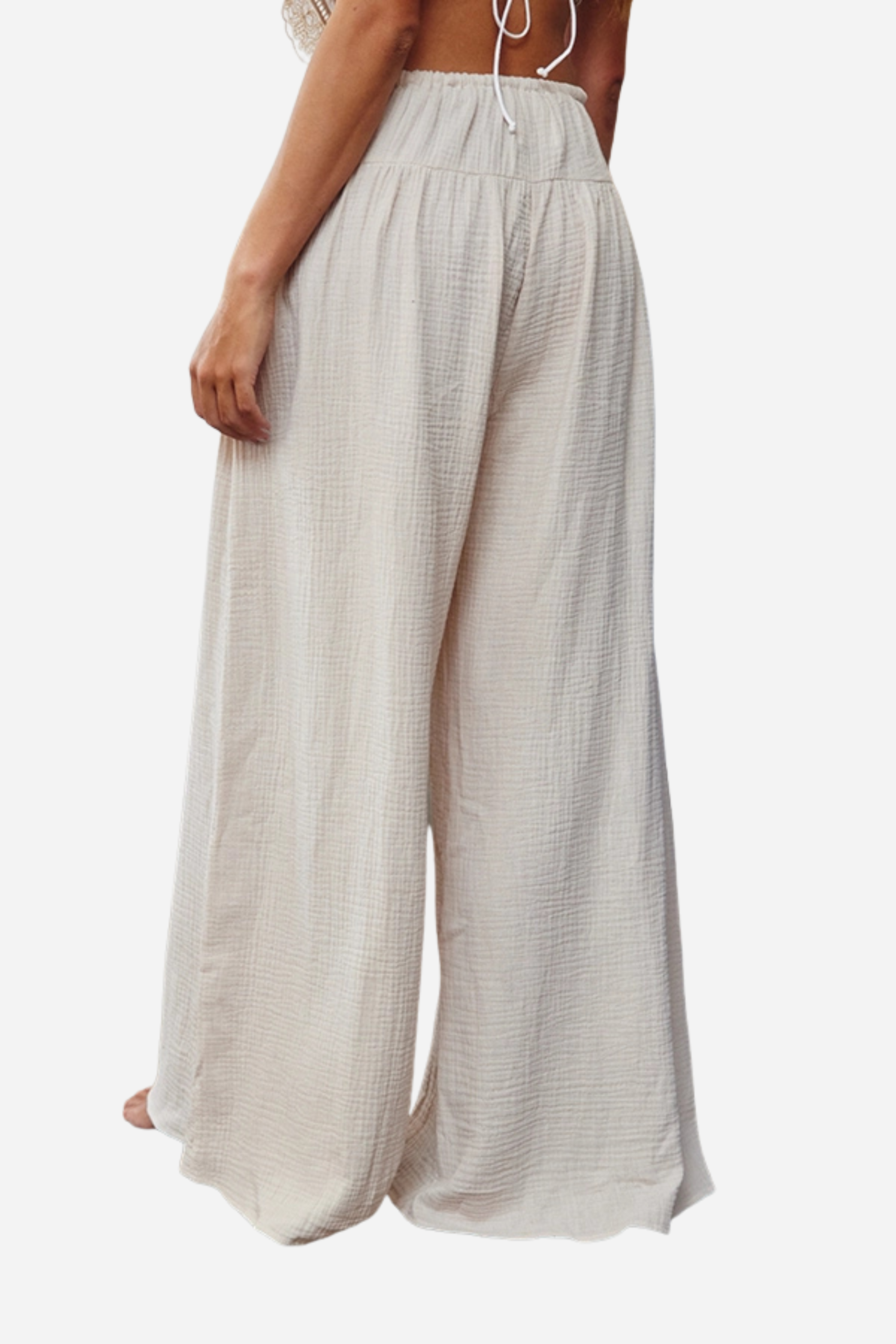 Wide Leg Gauze Pants - Natural