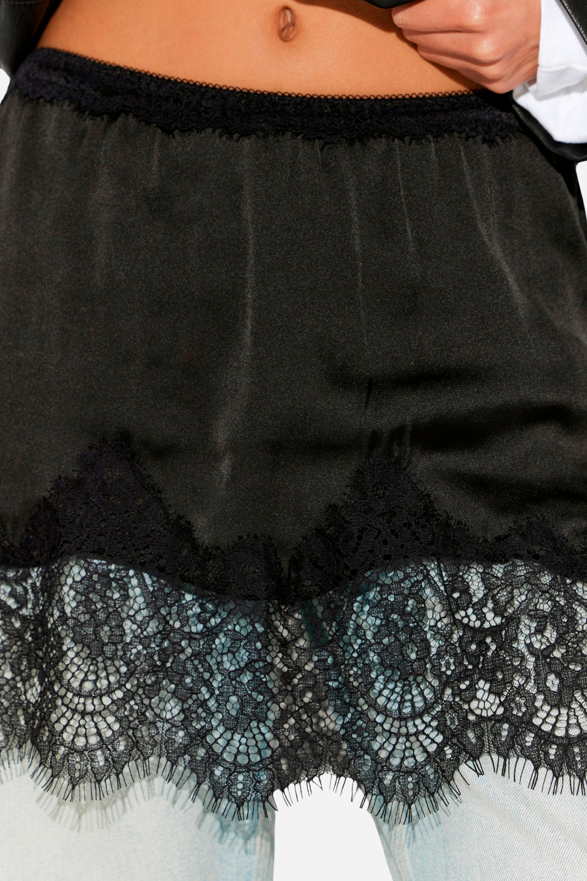 Free People Meet In The Middle Slip Mini Skirt - Black