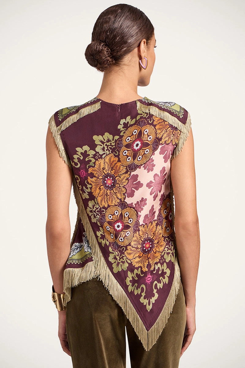 Asymmetrical Fringe Top - Wine