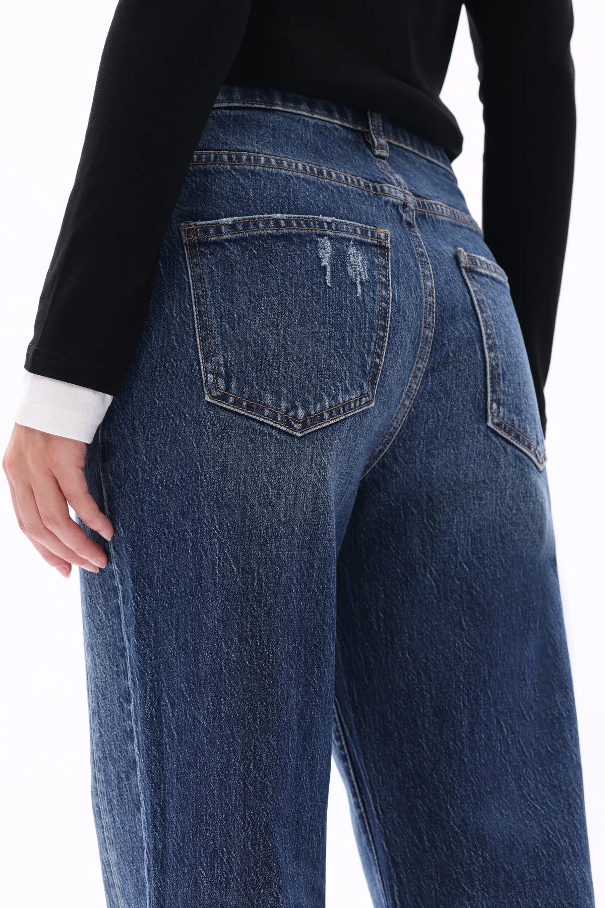 High Rise Straight Leg Jeans - Vintage Dark Blue