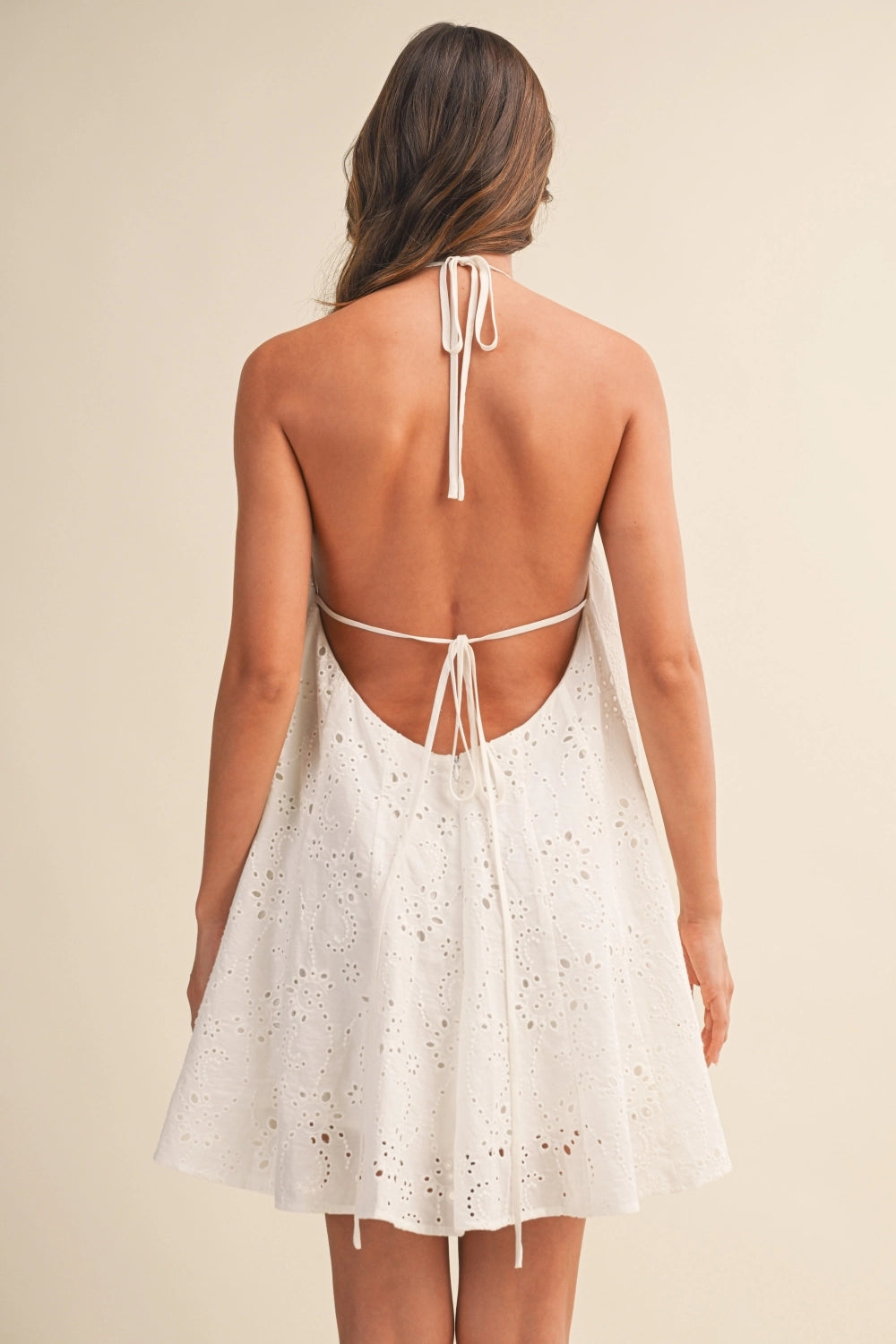 Eyelet Halter Mini Dress