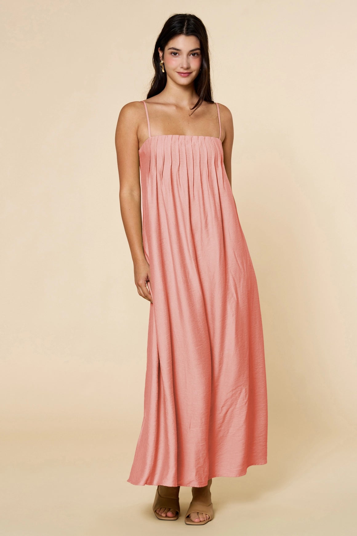 Pleated Maxi Dress - Blush