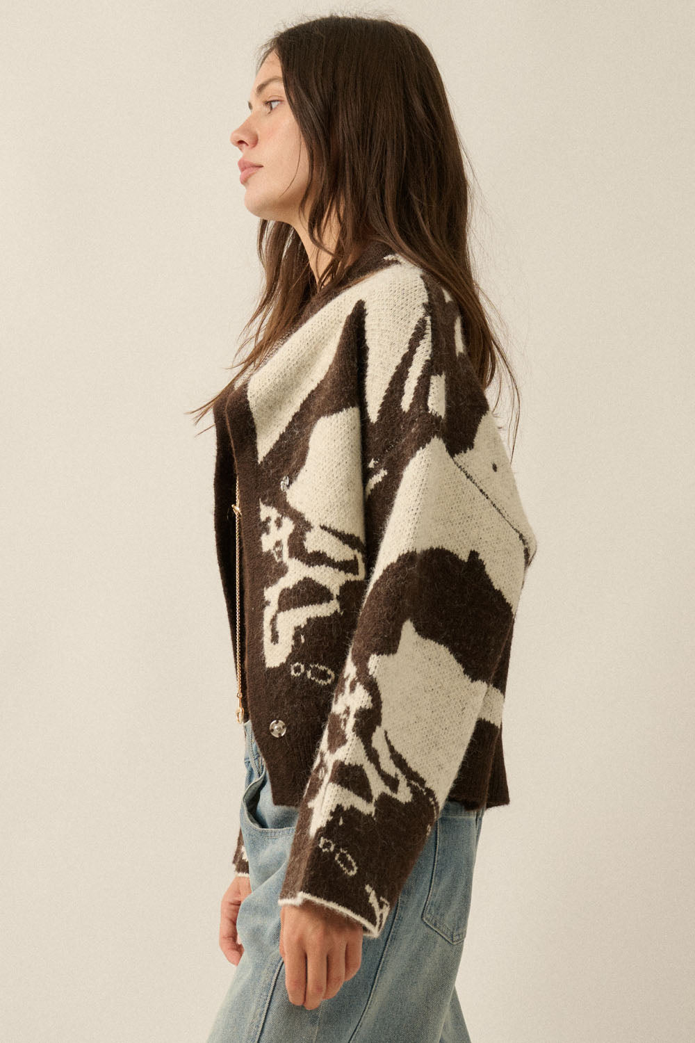 Abstract Print Knit Sweater