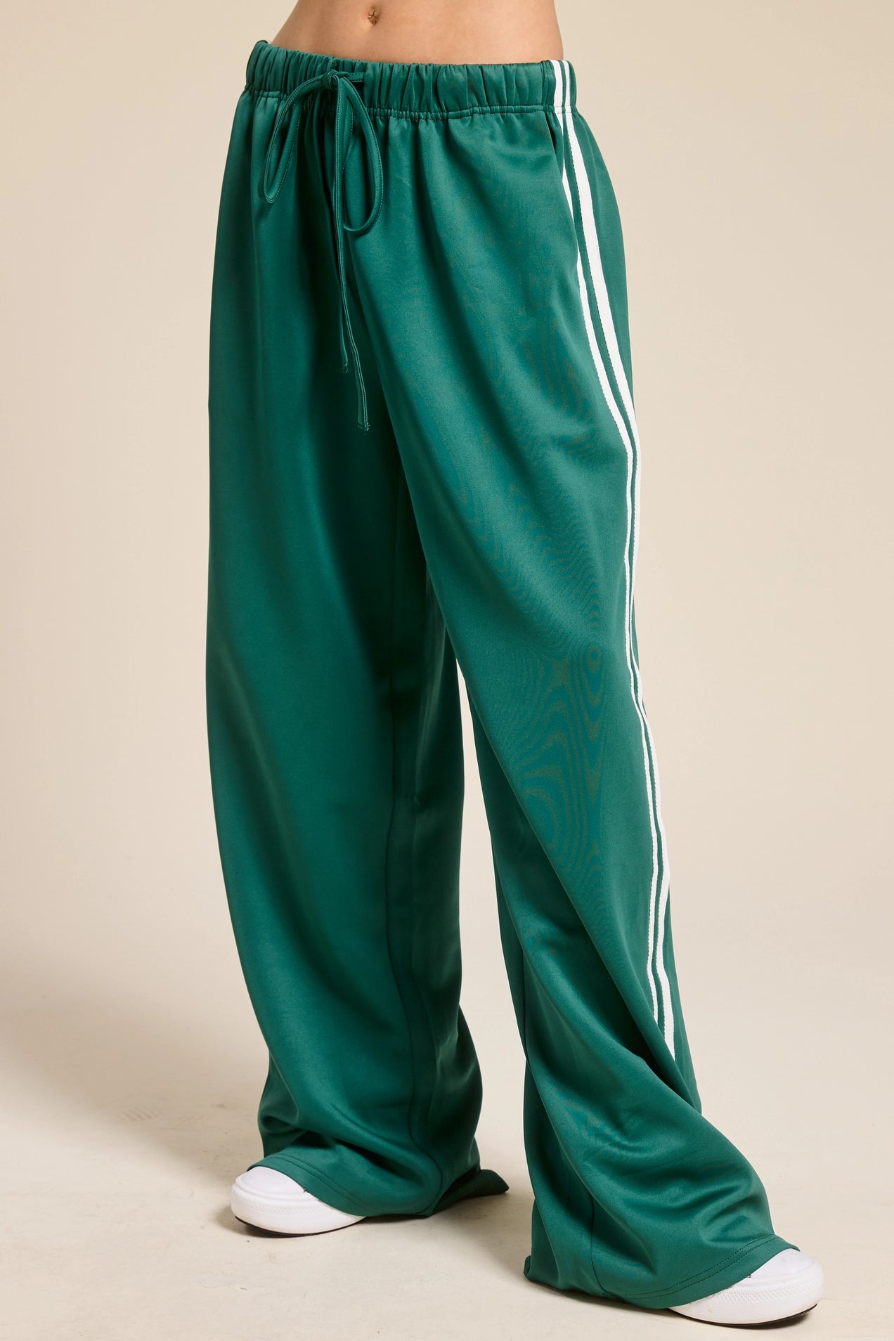 Wide Leg Track Pants - Pine