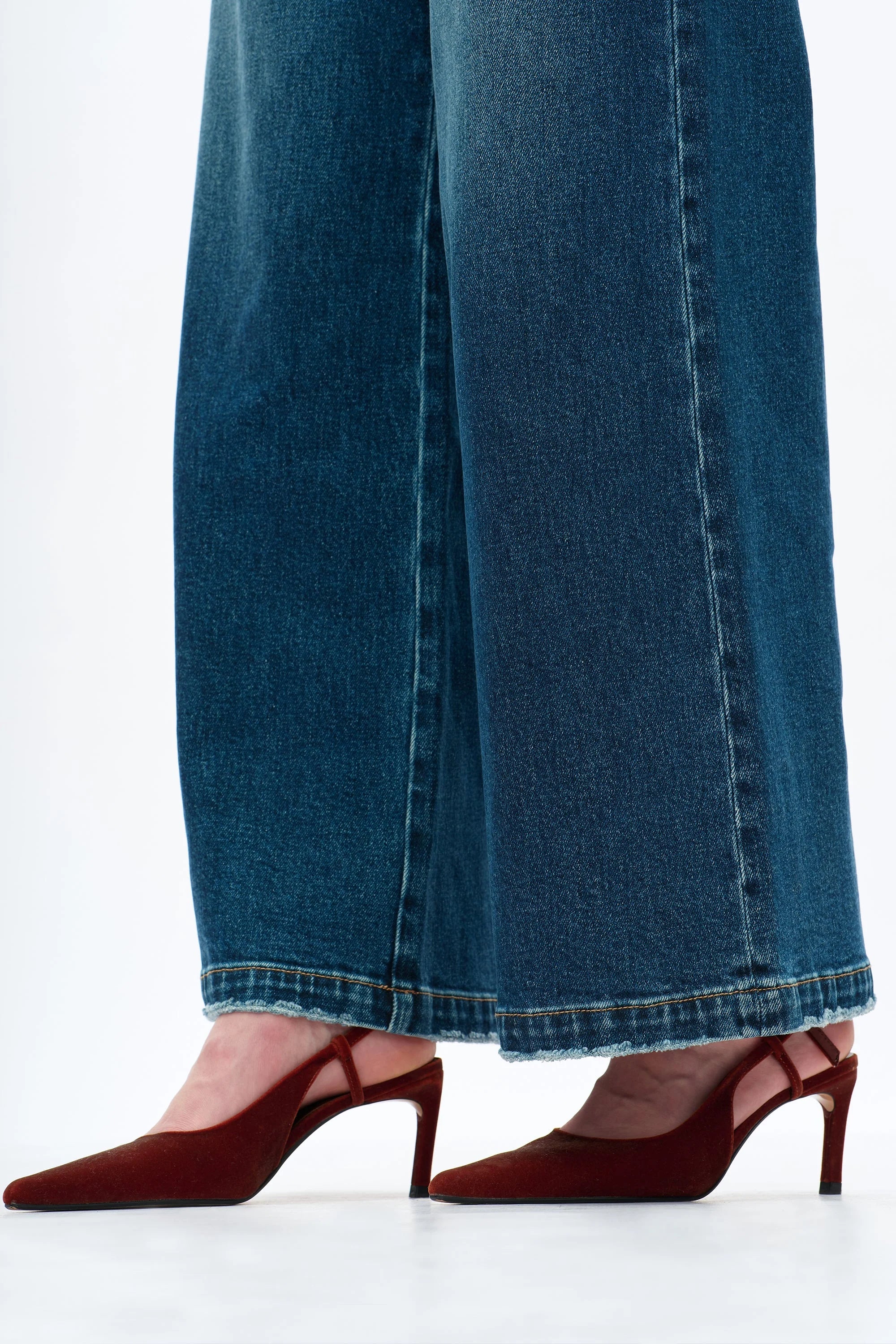 Mid Rise Wide Leg Jeans - Vintage Dark Blue