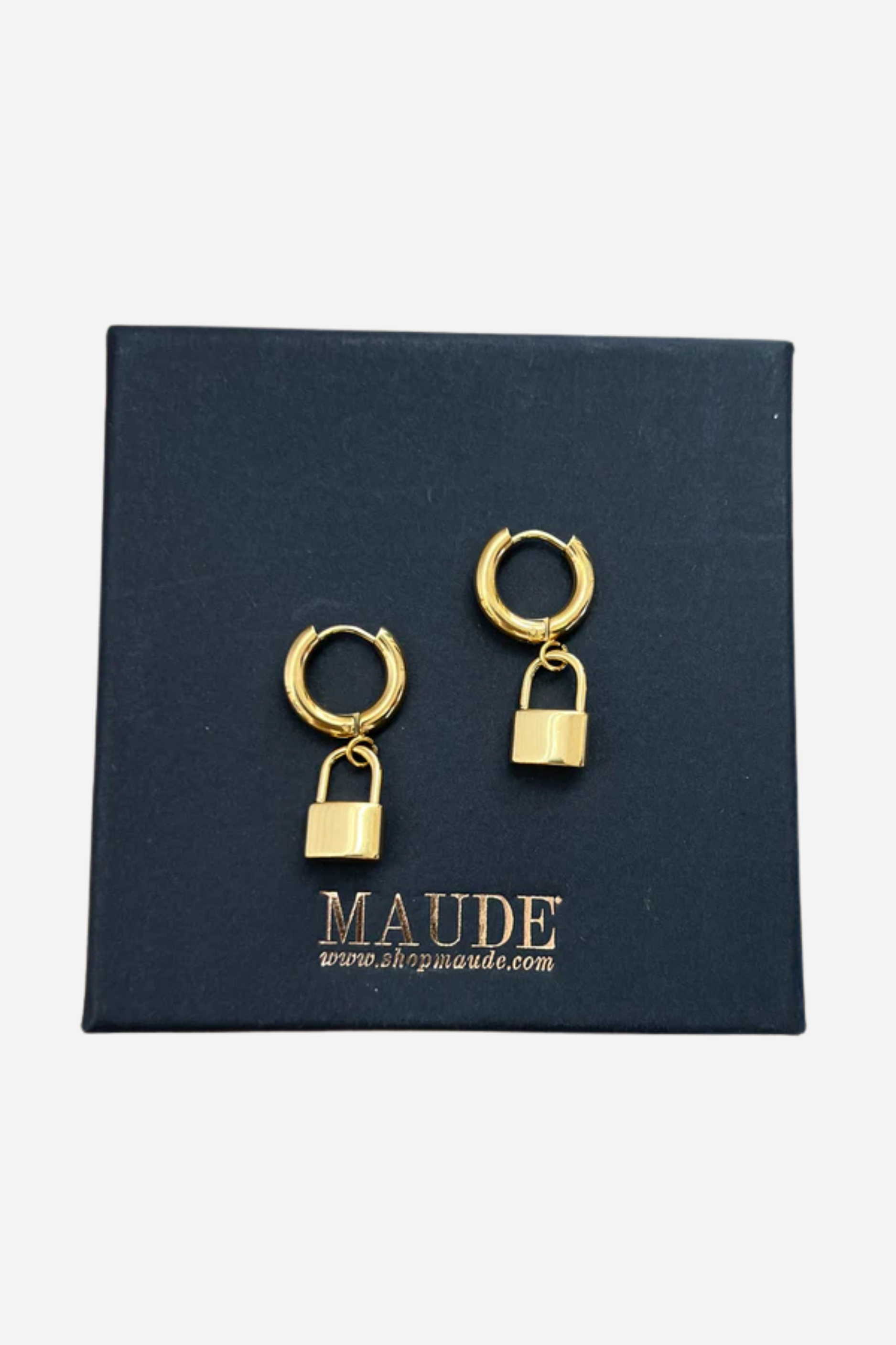 18K Lock Dangle Earrrings