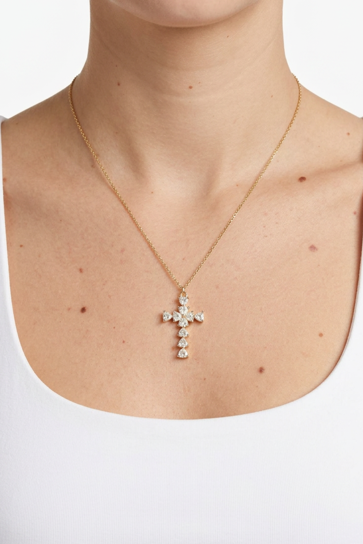 18K Amelia Diamond Cross Necklace