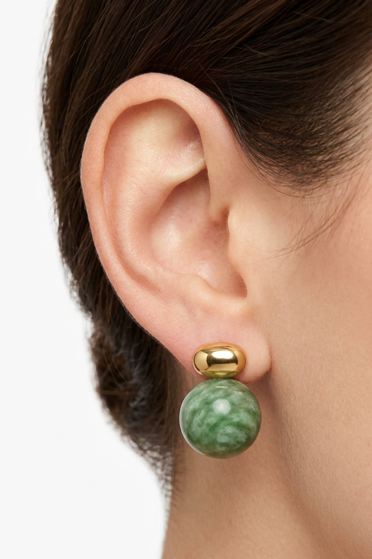 18K Green Marble Statement Earrings