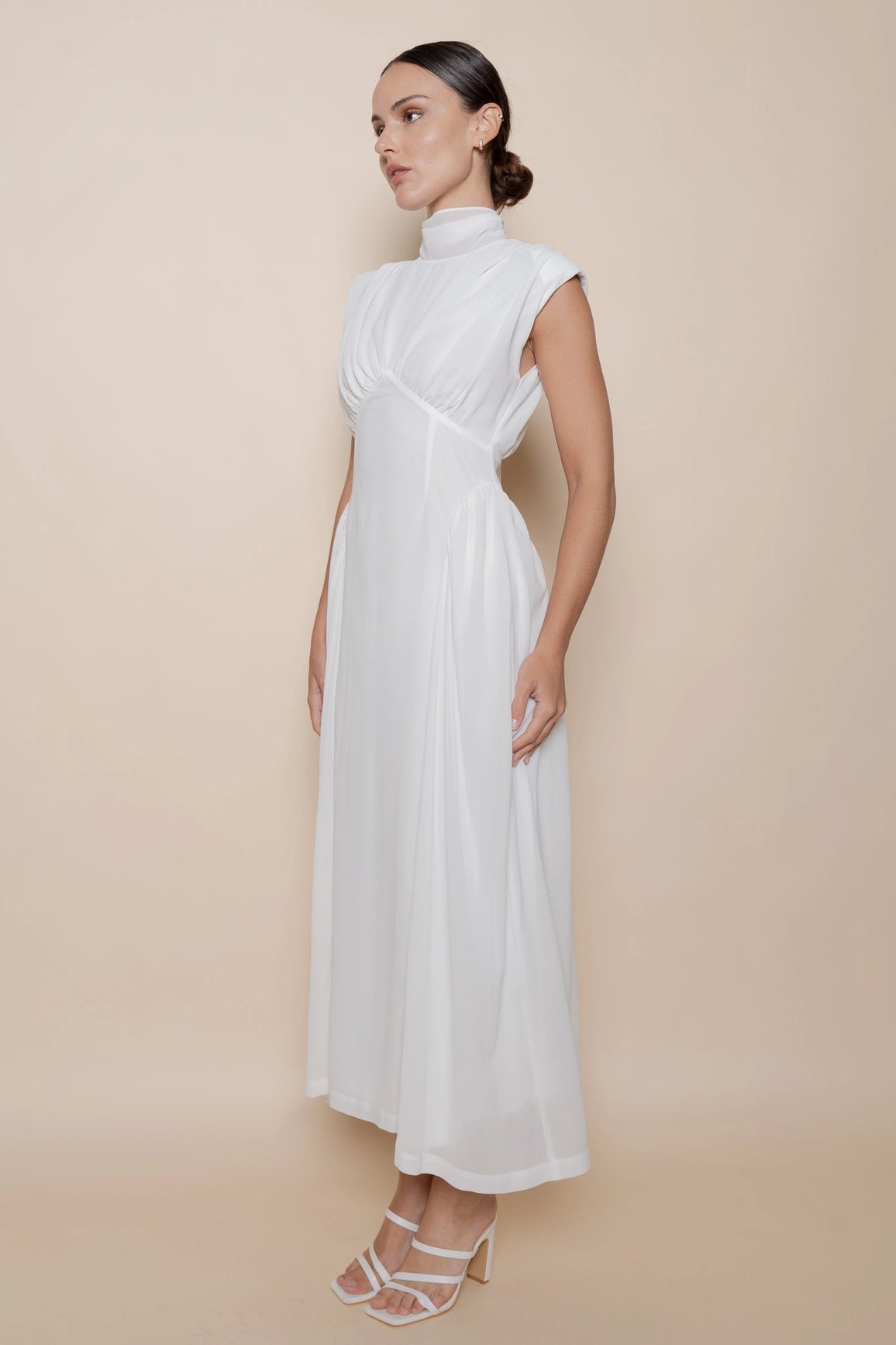Mock Neck Open Back Maxi Dress