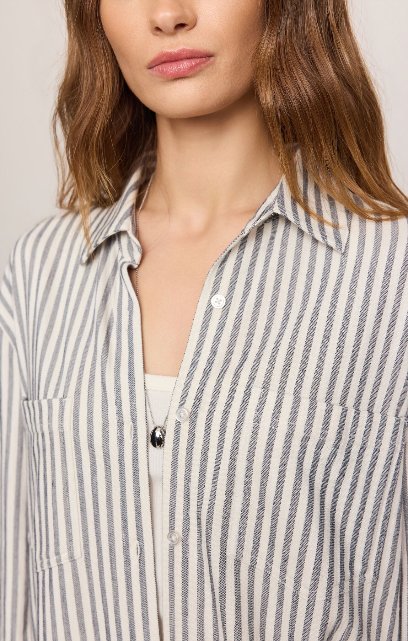 Z Supply Reese Button Up Stripe Top - Eclipse