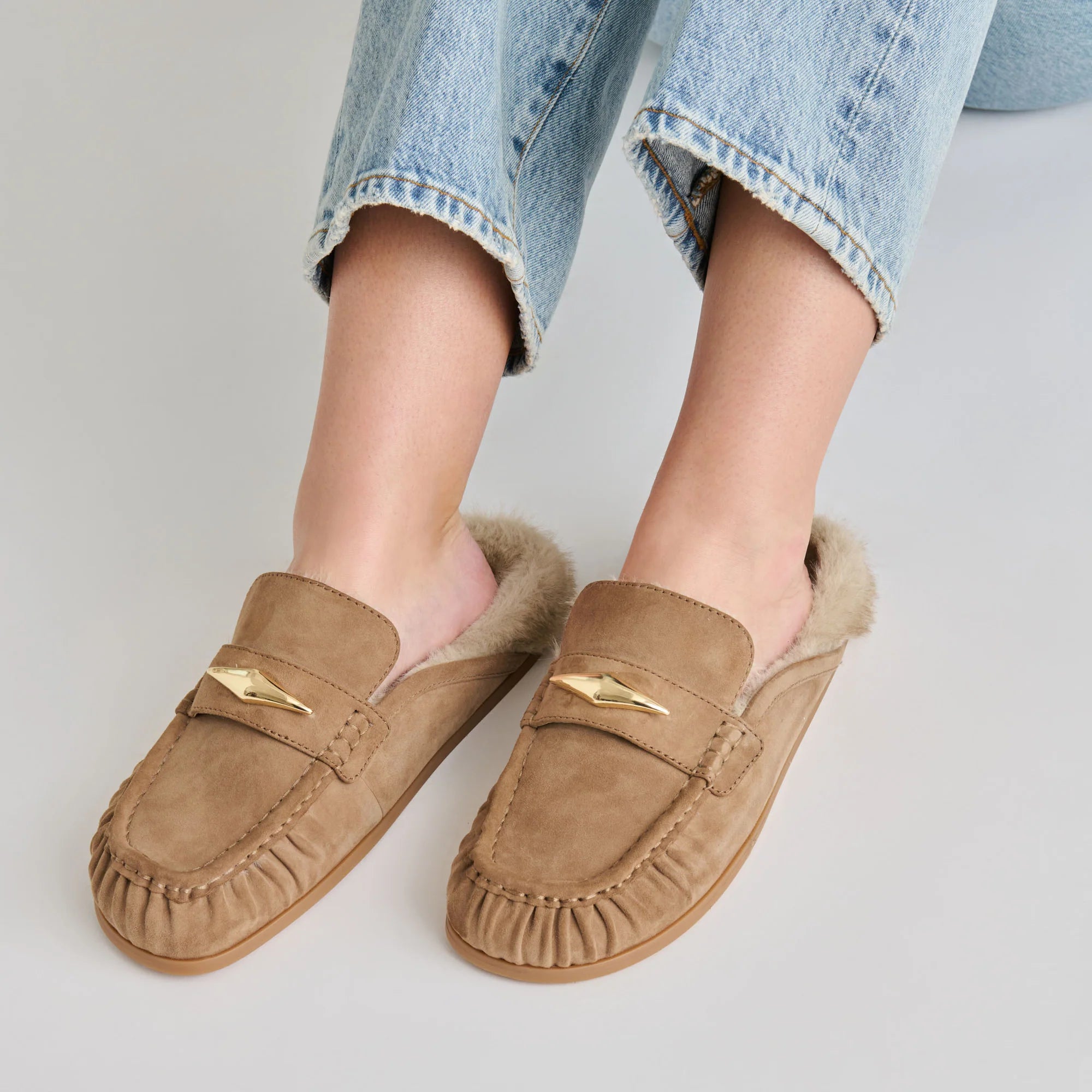 Dolce Vita Jodero Plush Flats - Mushroom Suede