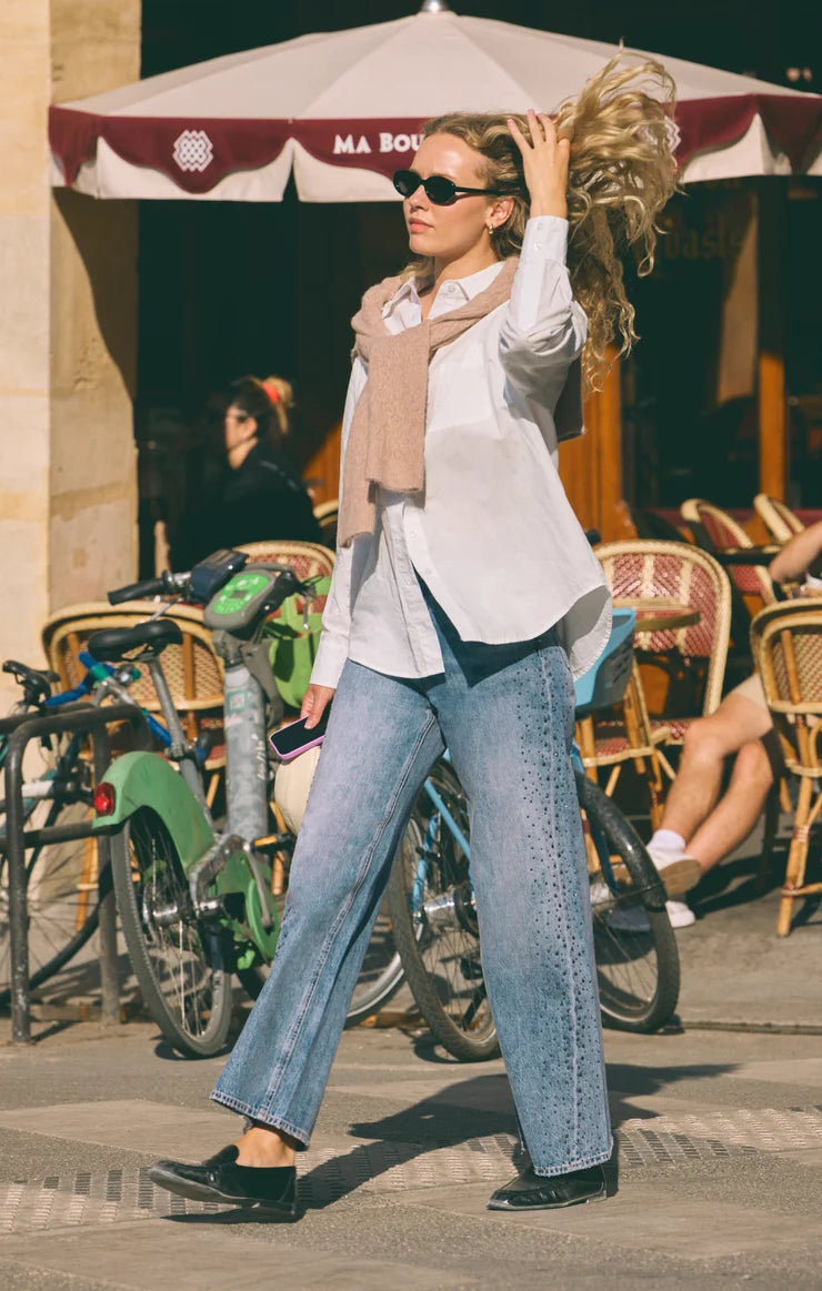 Z Supply - The Head Turner High Rise Wide Leg Jeans - Glimmer