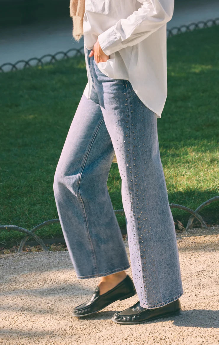 Z Supply - The Head Turner High Rise Wide Leg Jeans - Glimmer