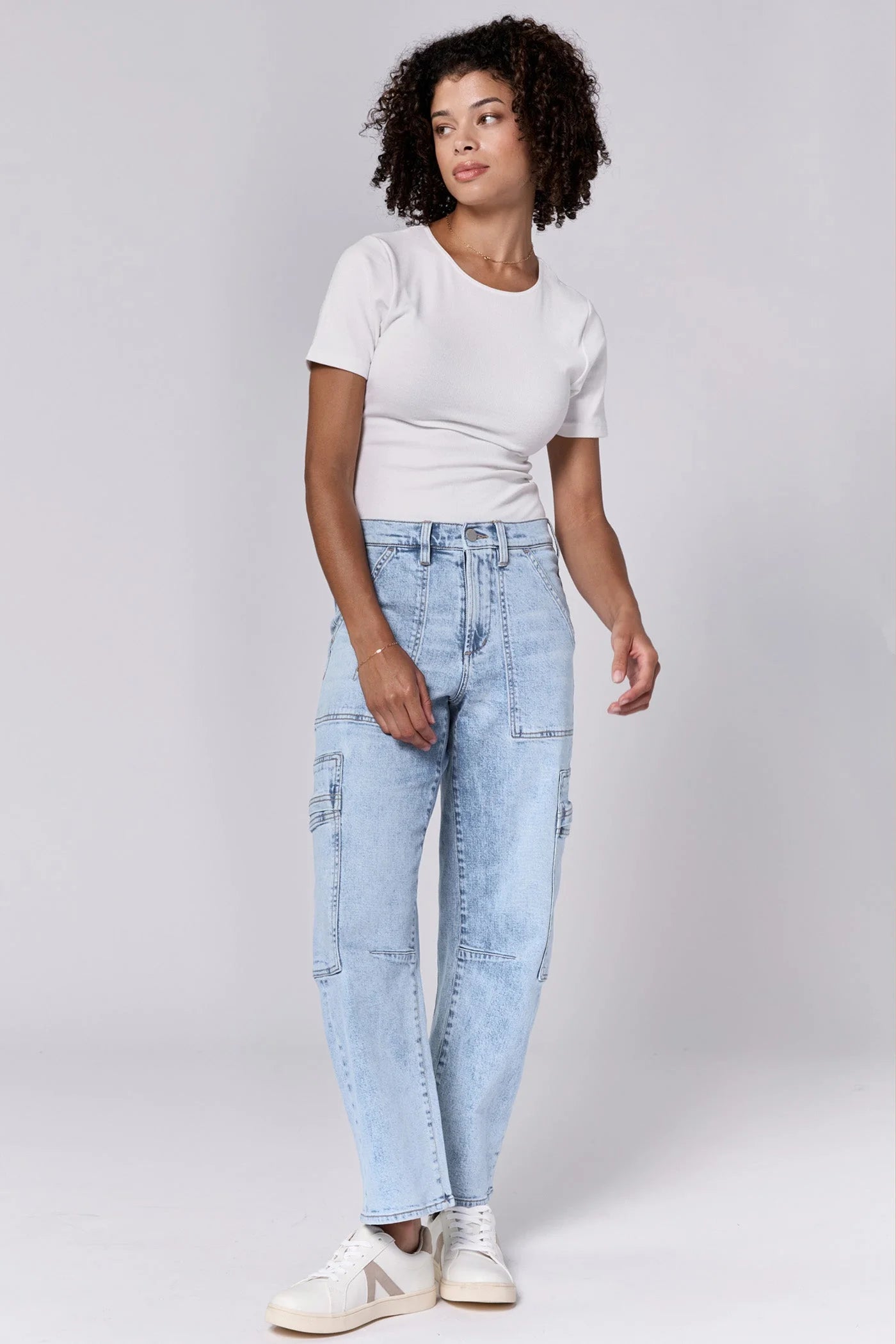 Lasso High Rise Cropped Jeans - Tejano Blue