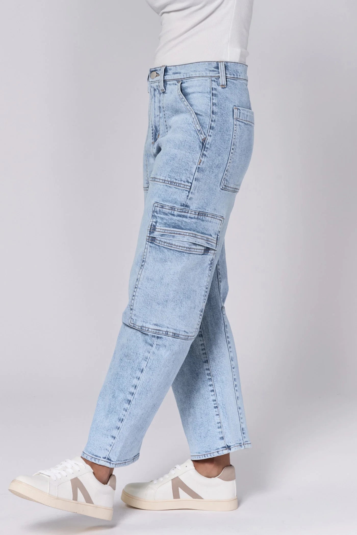 Lasso High Rise Cropped Jeans - Tejano Blue
