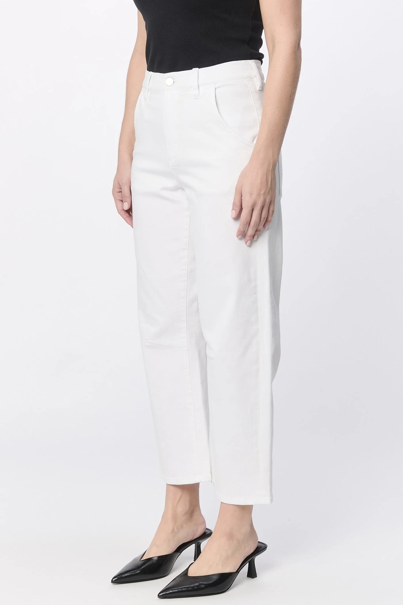 Lasso High Rise Cropped Pants - White