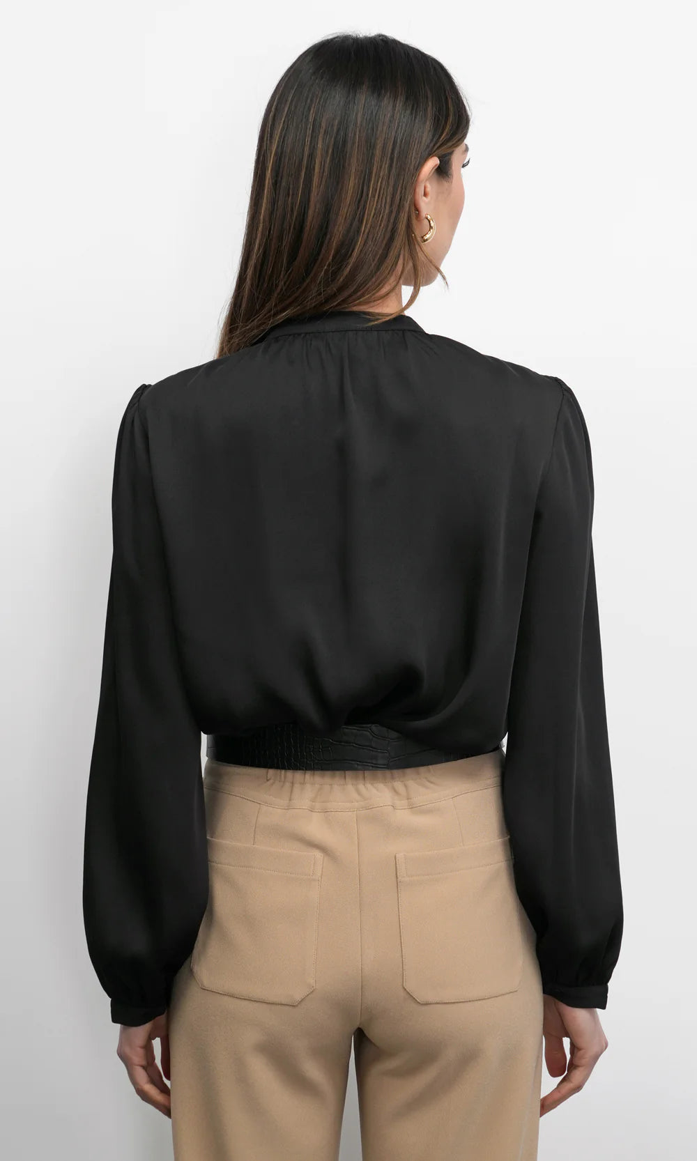 Aryanna Button Front Blouse - Black