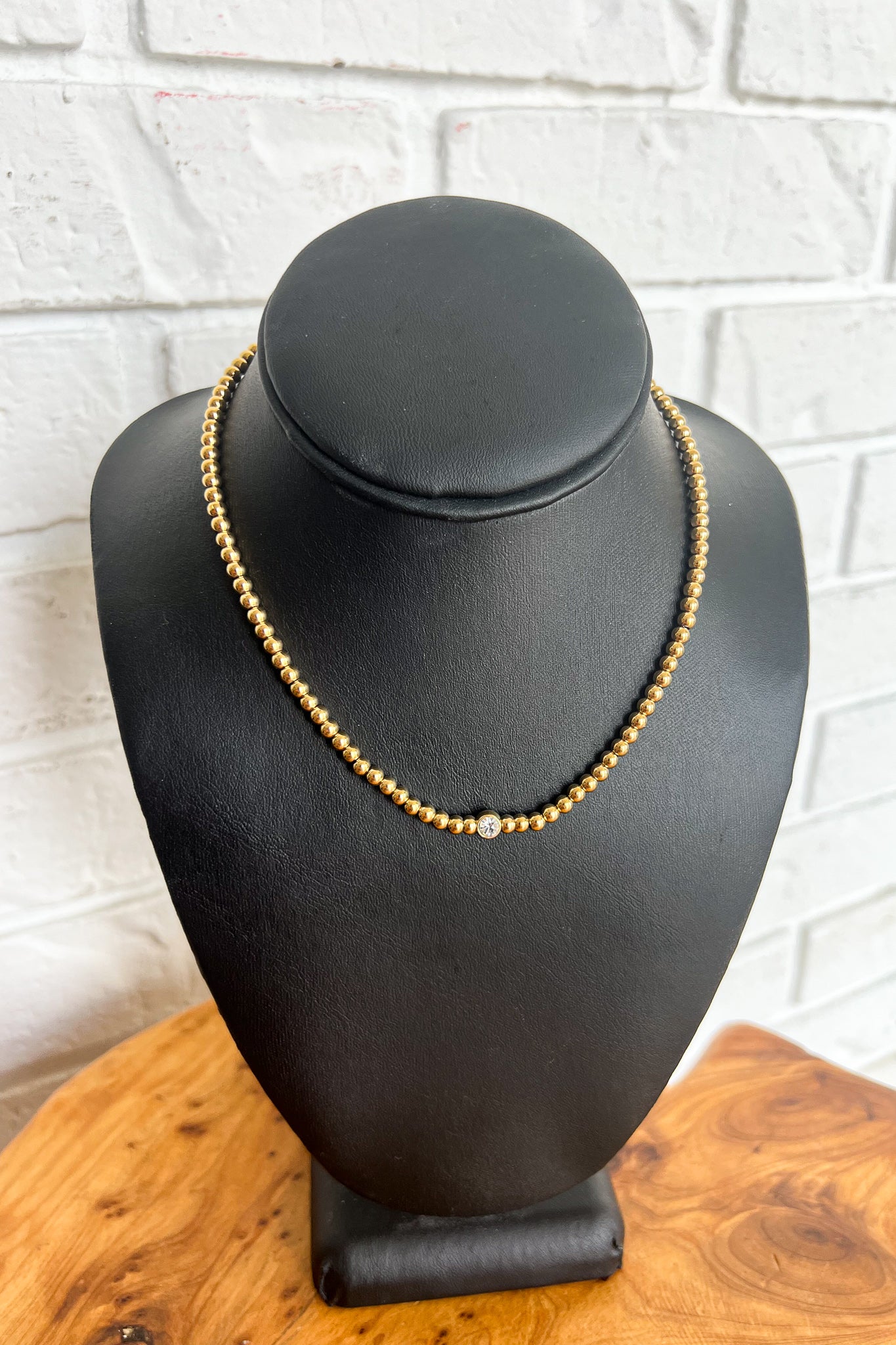 18K Gold Ball Diamond Chain Necklace
