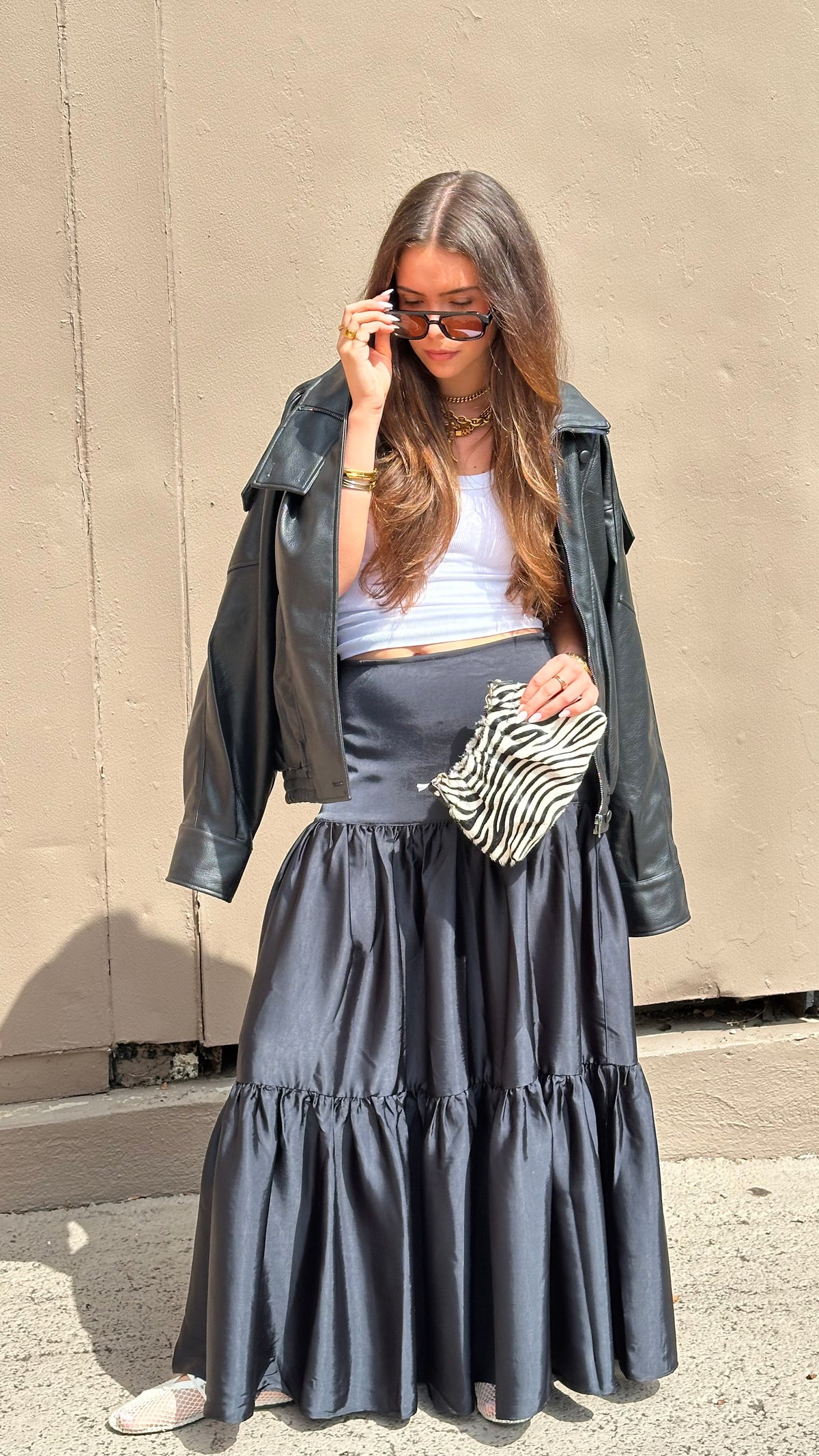Free People - Juliette Satin Maxi Skirt - Black