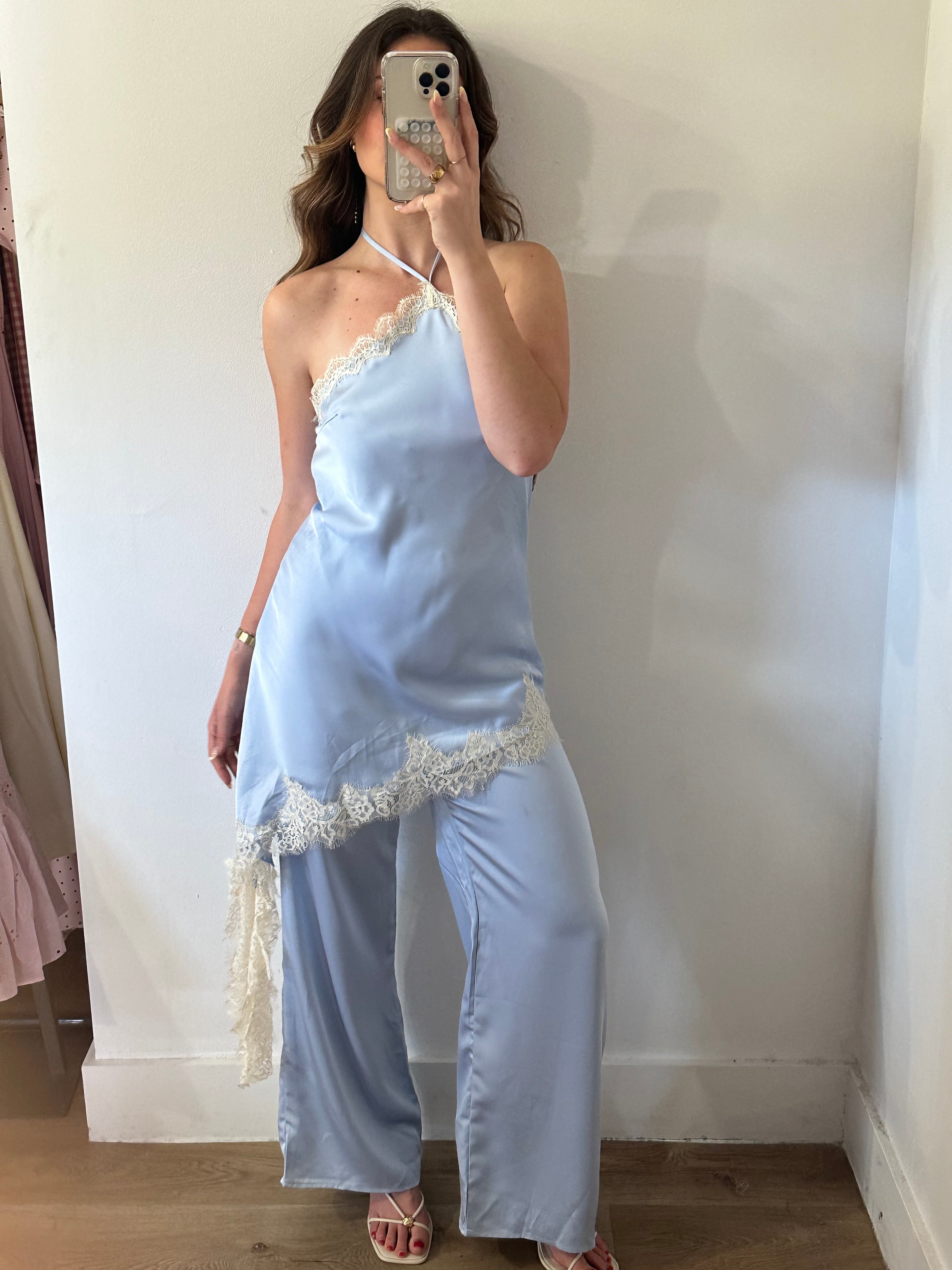 Satin Lace Halter Jumpsuit