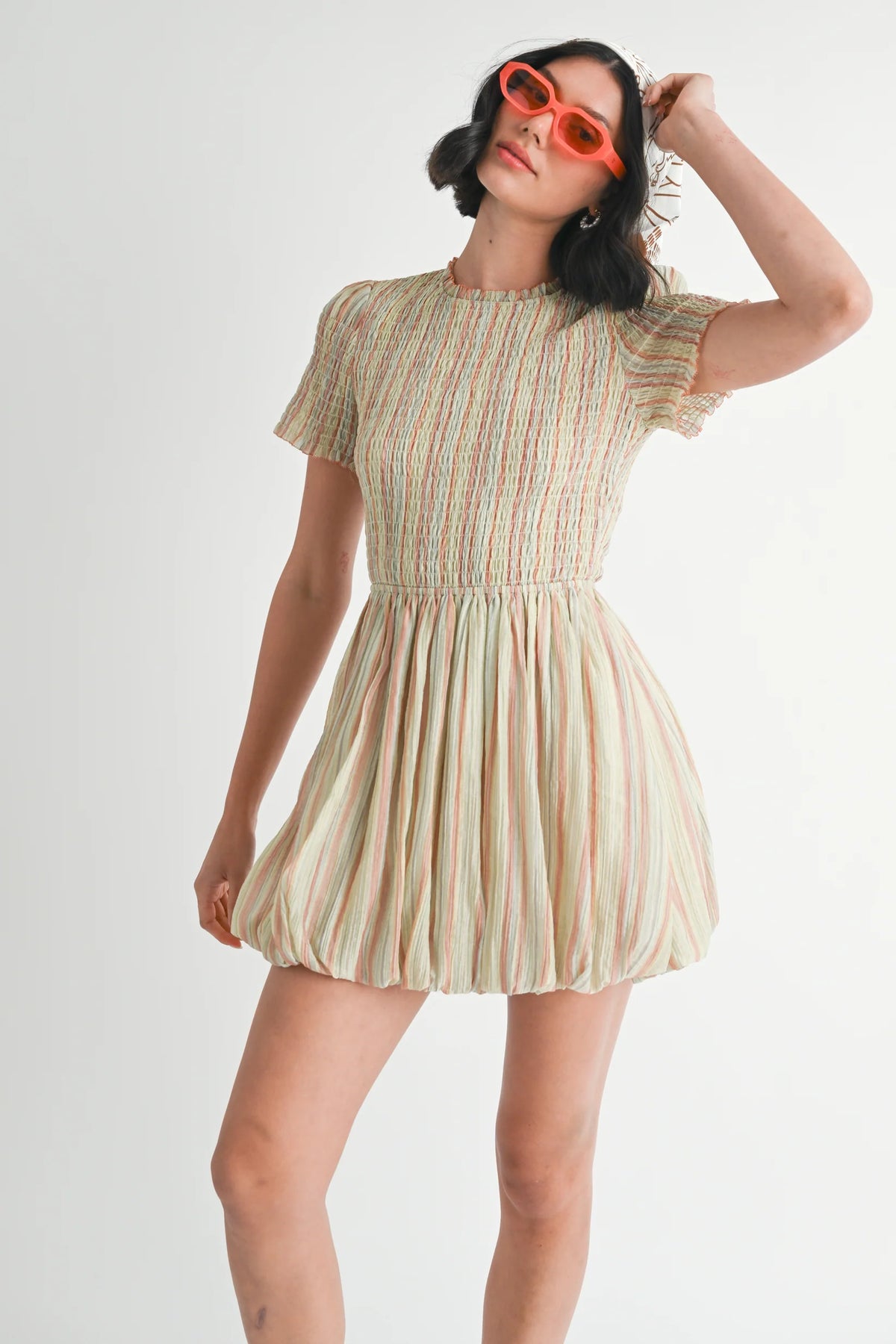 leighton mini dress Bubble M Sunset Ribbed Long Duster go-live-may The bubble silhouette adds Color:black and white check