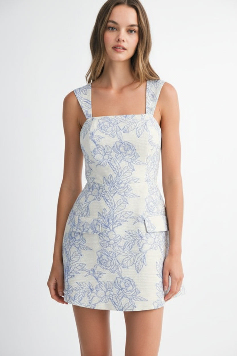 Jacquard Floral Mini Dress