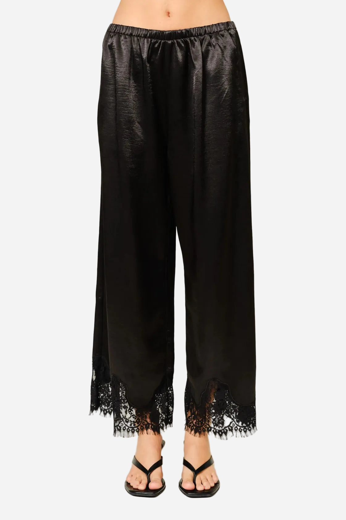 Satin Lace Pants - Black