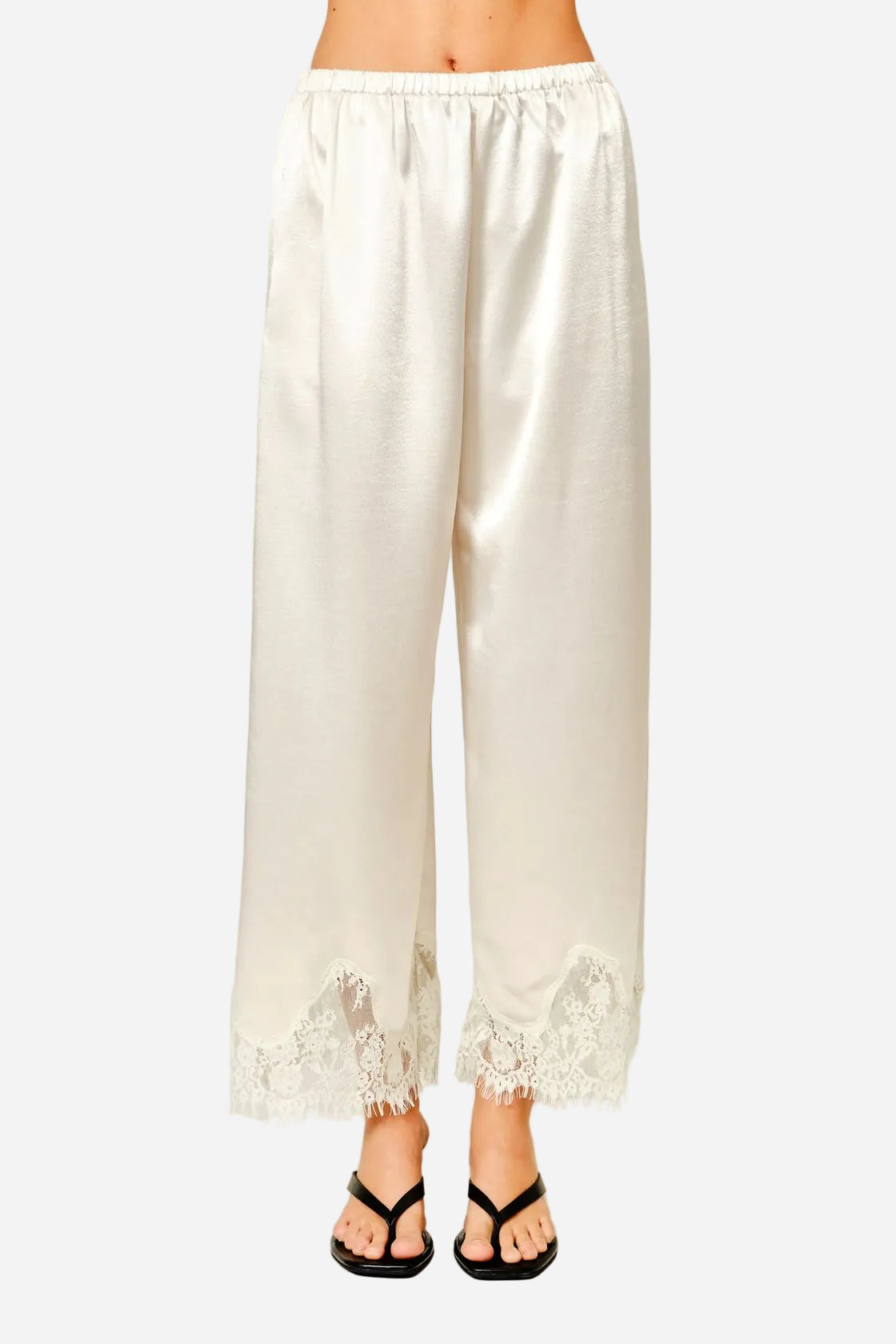 Satin Lace Pants - Champagne