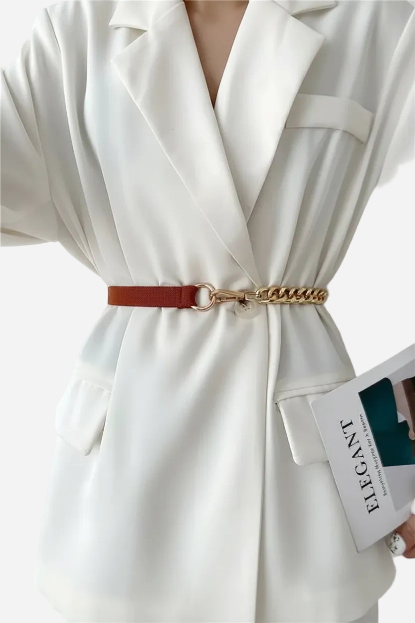 Chain Simple Belt- Brown Gold