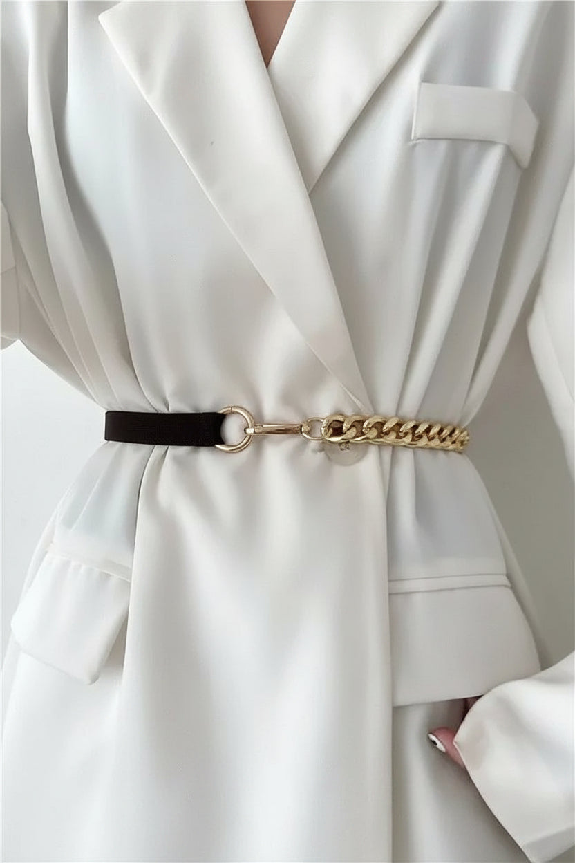 Chain Simple Belt - Black and Gold